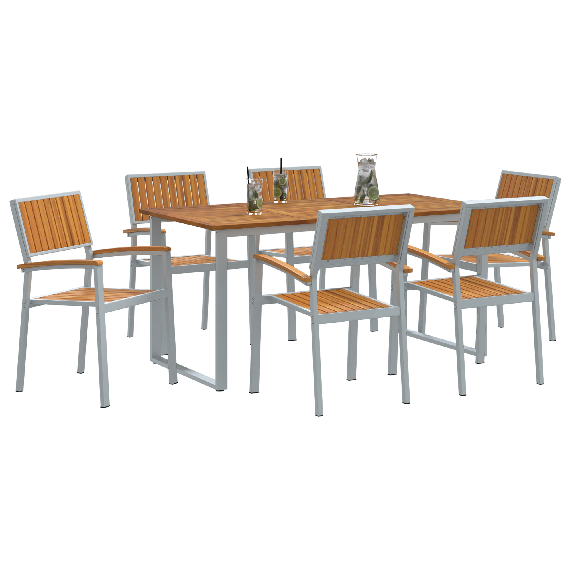 Hage Spisegruppe 7 pcs Grå og brun 160 x 80 x 75 cm