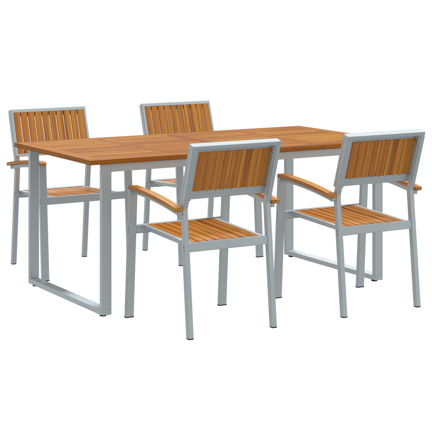 Hage Spisegruppe 5 pcs Grå Solid akasietre