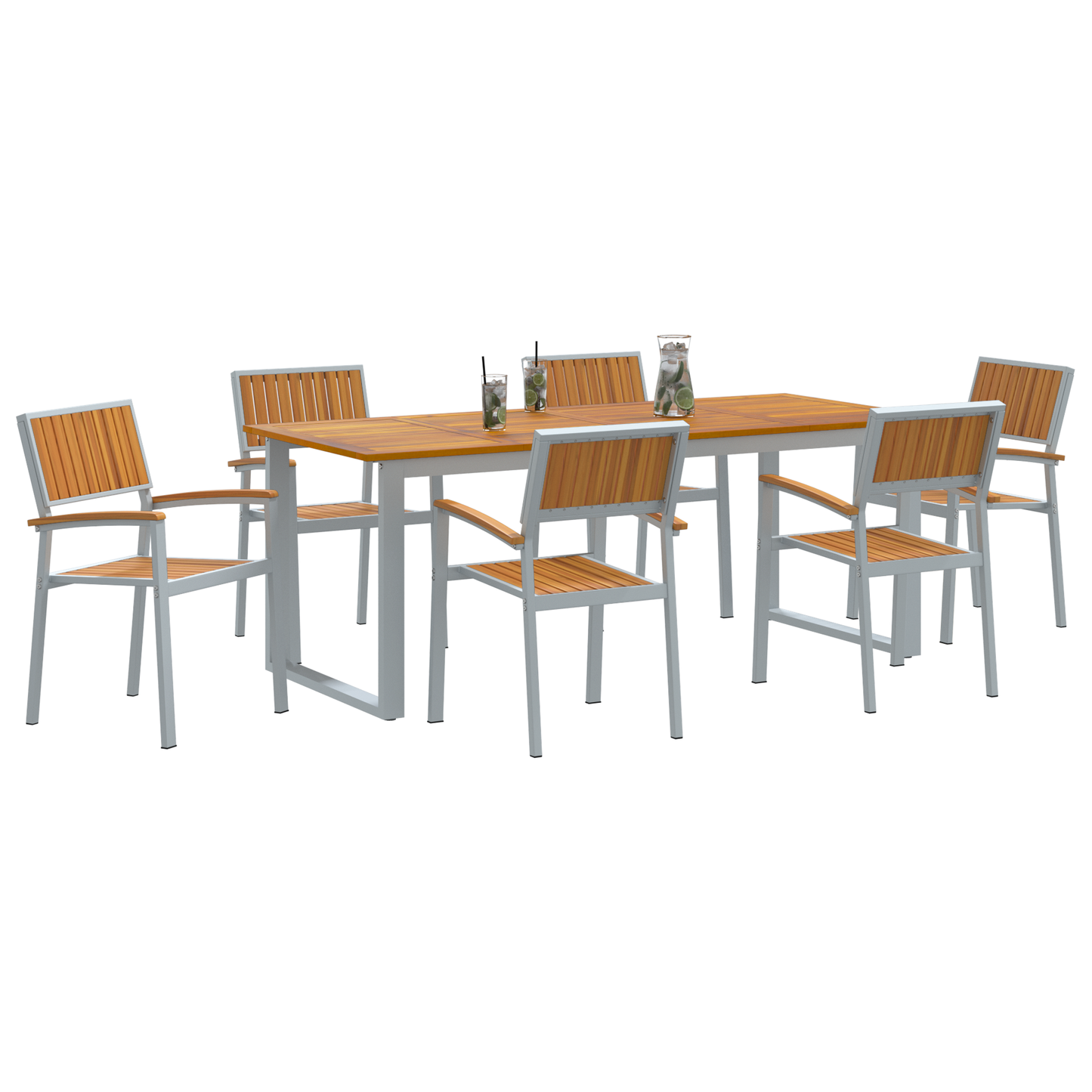 Hage Spisegruppe 7 pcs Grå Solid akasietre