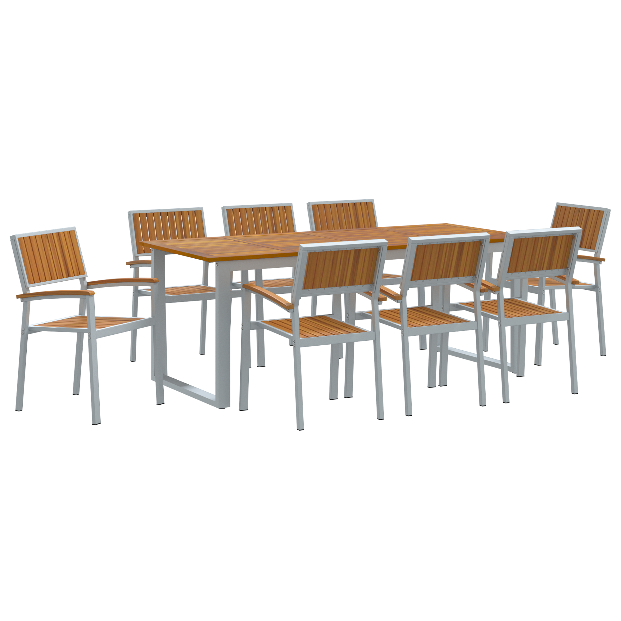 Hage Spisegruppe 9 pcs Grå og brun 200 x 90 x 75 cm