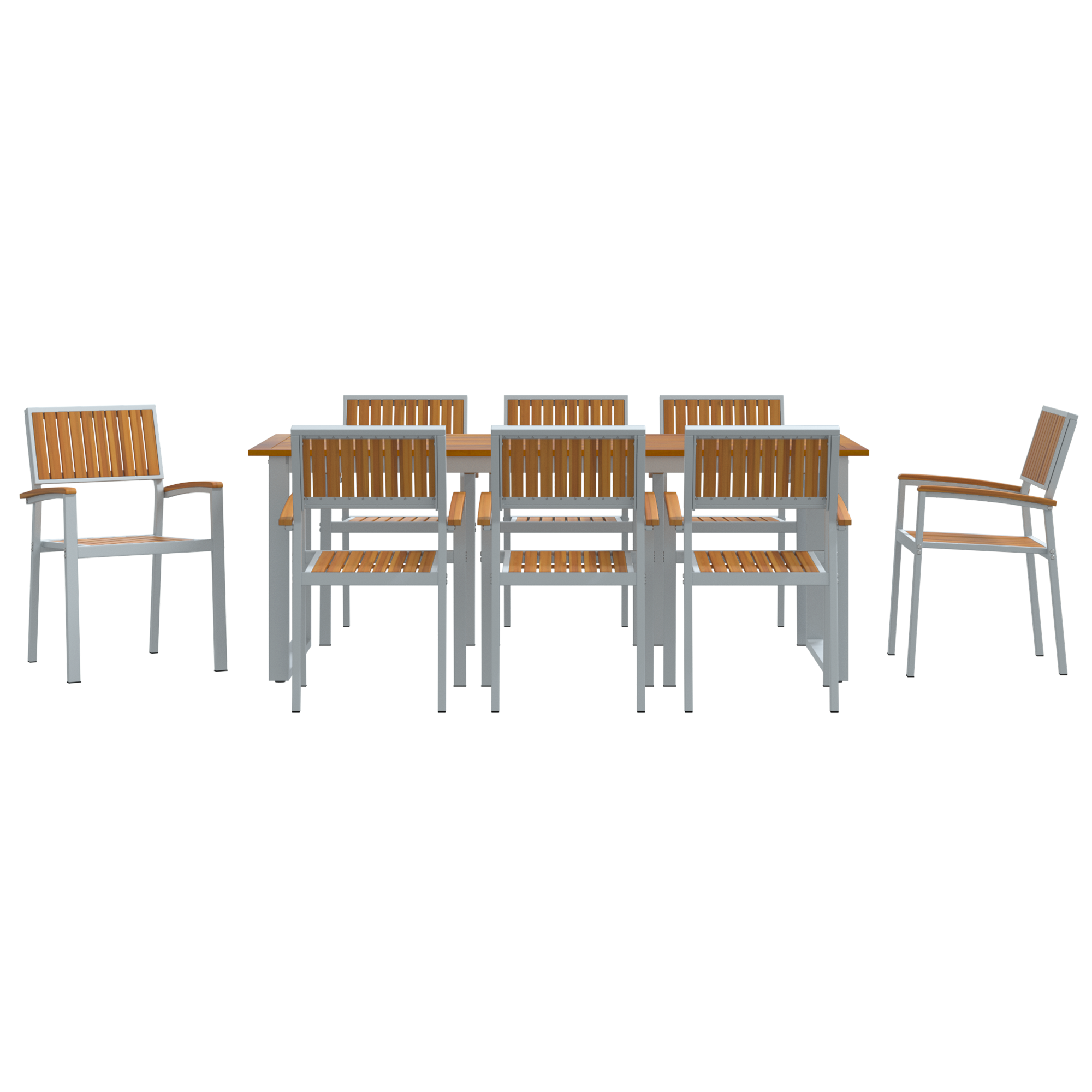 Hage Spisegruppe 9 pcs Grå og brun 200 x 90 x 75 cm