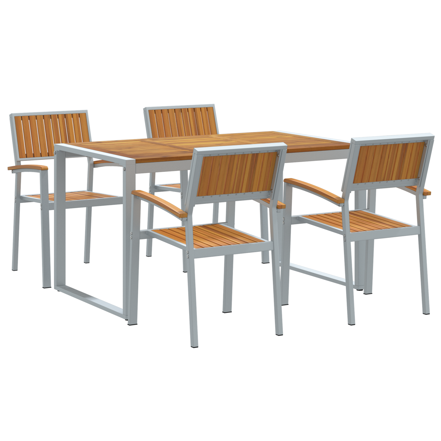 Hage Spisegruppe 5 pcs Grå Solid akasietre