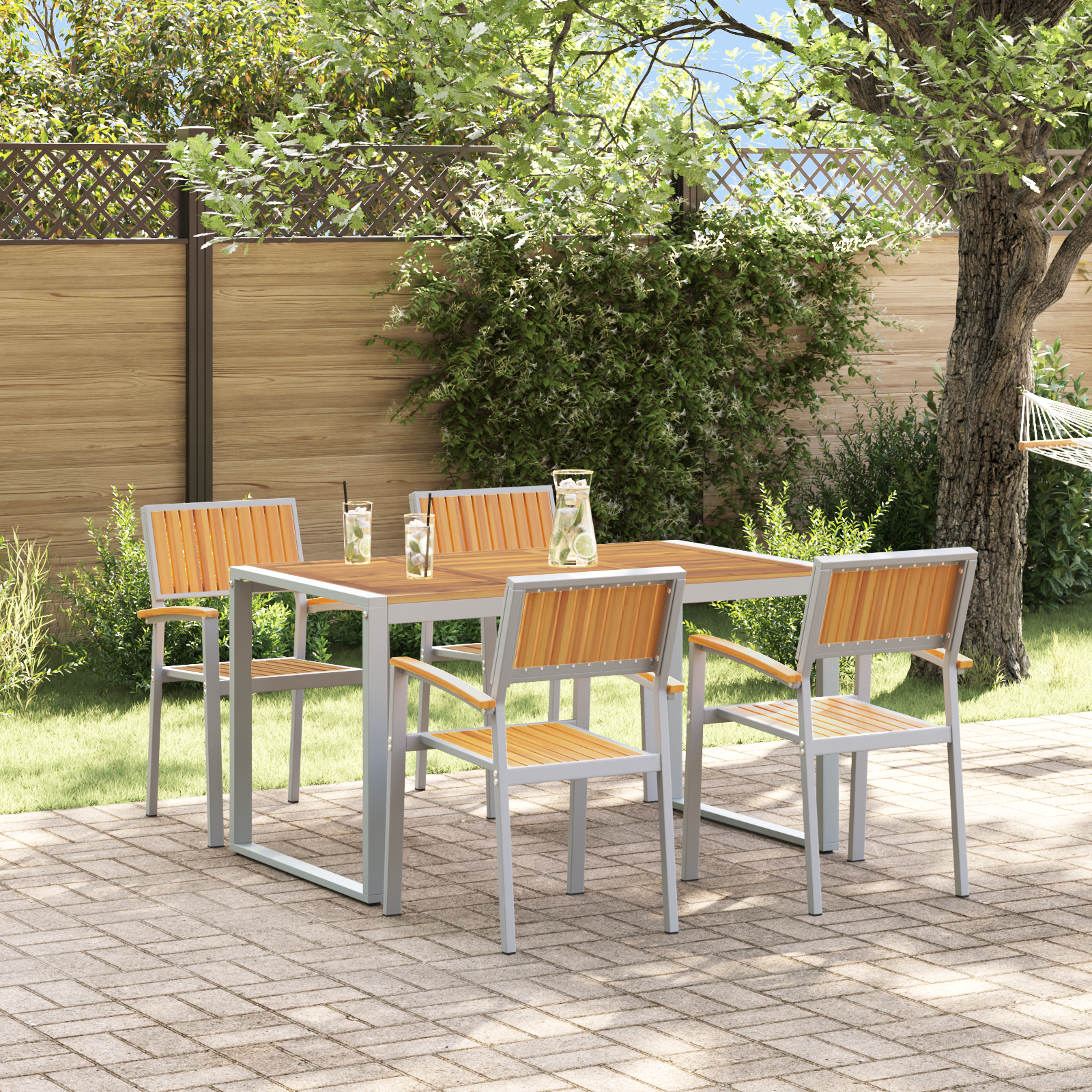 Hage Spisegruppe 5 pcs Grå og brun 140 x 80 x 75 cm