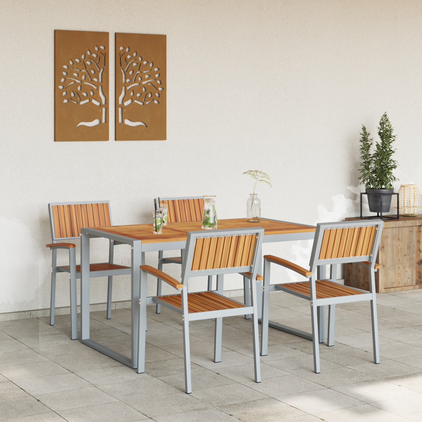Hage Spisegruppe 5 pcs Grå og brun 140 x 80 x 75 cm