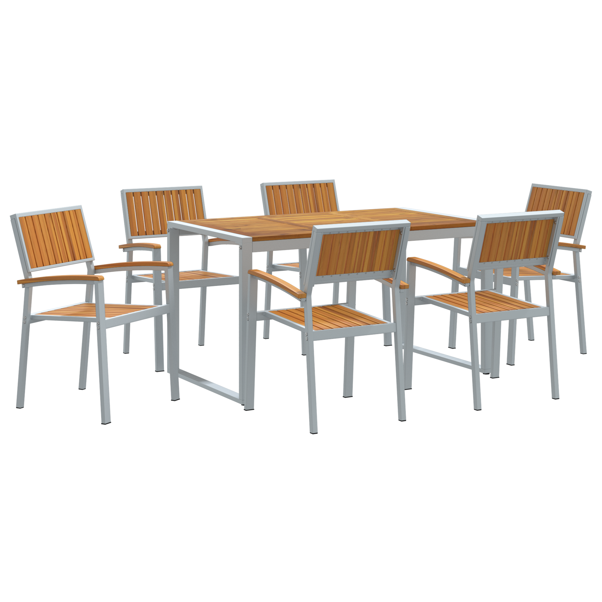 Hage Spisegruppe 7 pcs Grå og brun 140 x 80 x 75 cm
