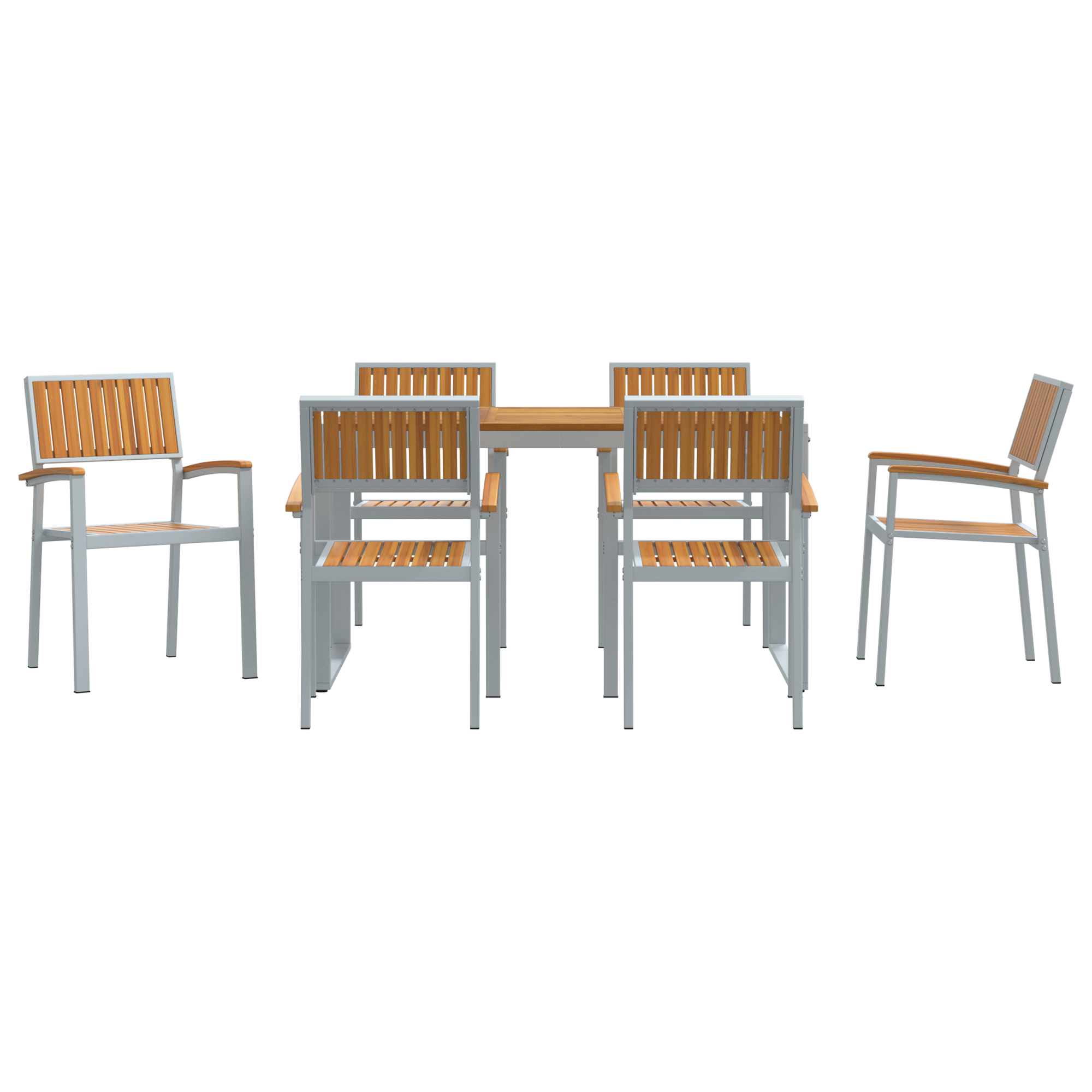 Hage Spisegruppe 7 pcs Grå og brun 140 x 80 x 75 cm