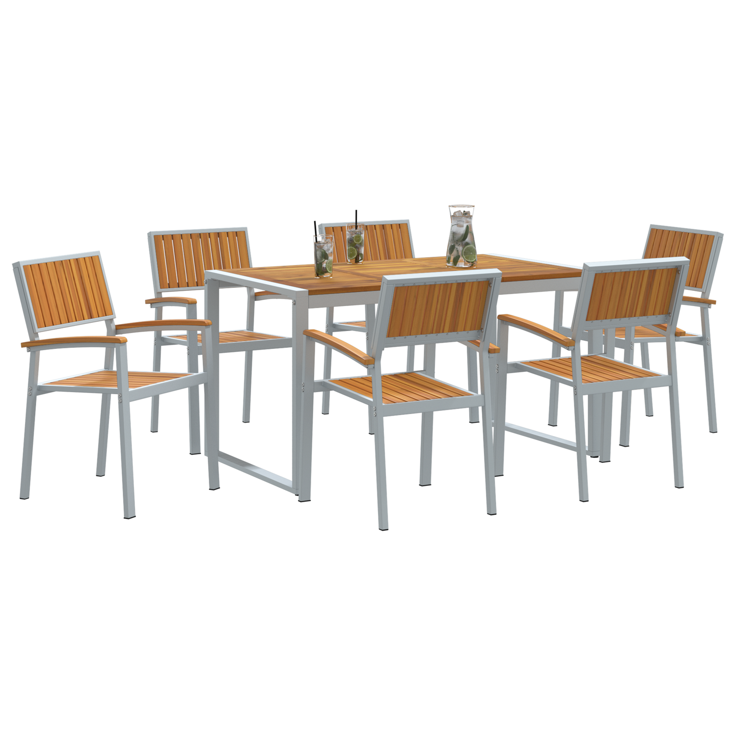 Hage Spisegruppe 7 pcs Grå Solid akasietre