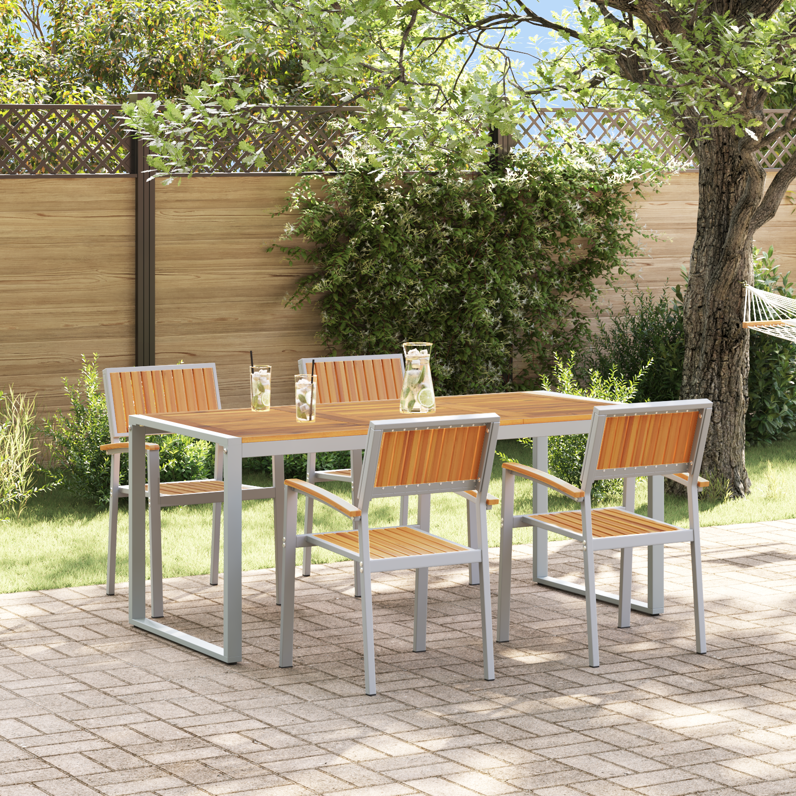 Hage Spisegruppe 5 pcs Grå og brun 180 x 90 x 75 cm