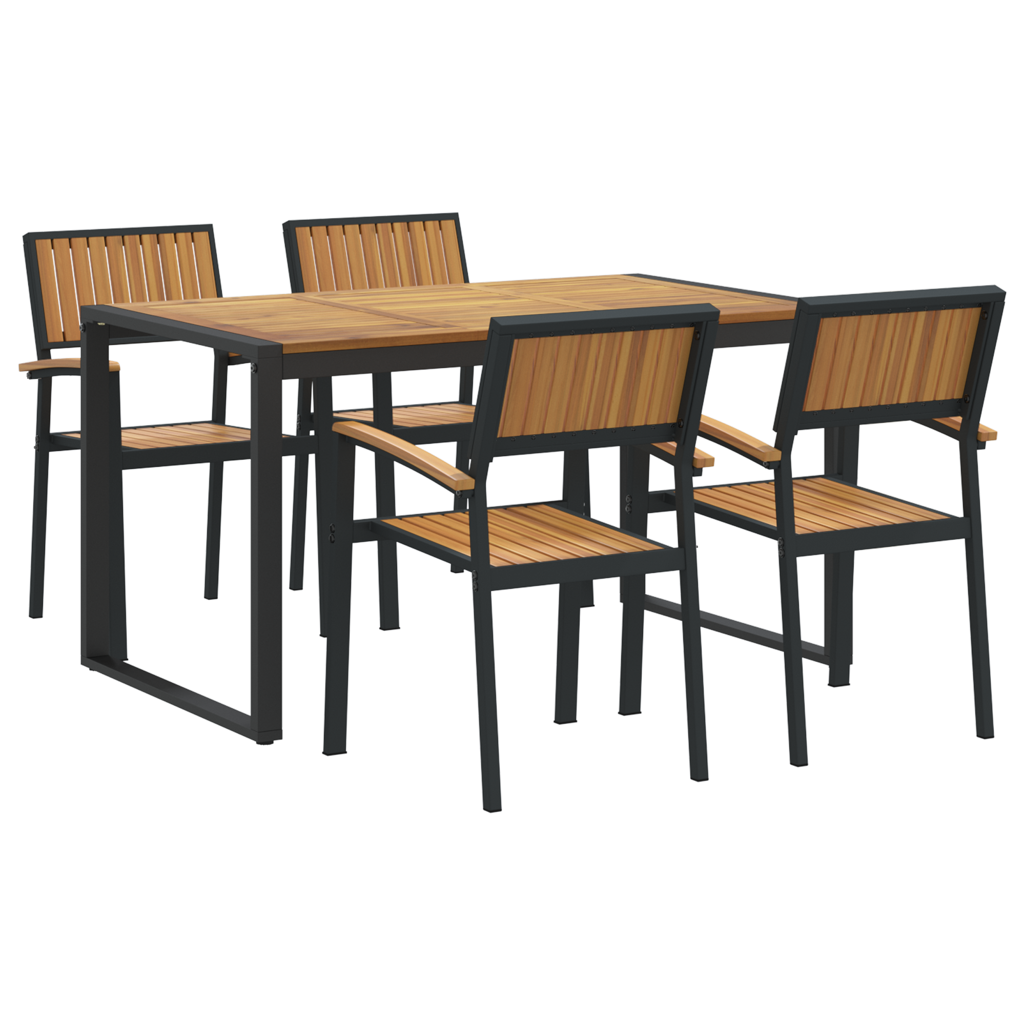 Hage Spisegruppe 5 pcs Svart og brun 140 x 80 x 75 cm