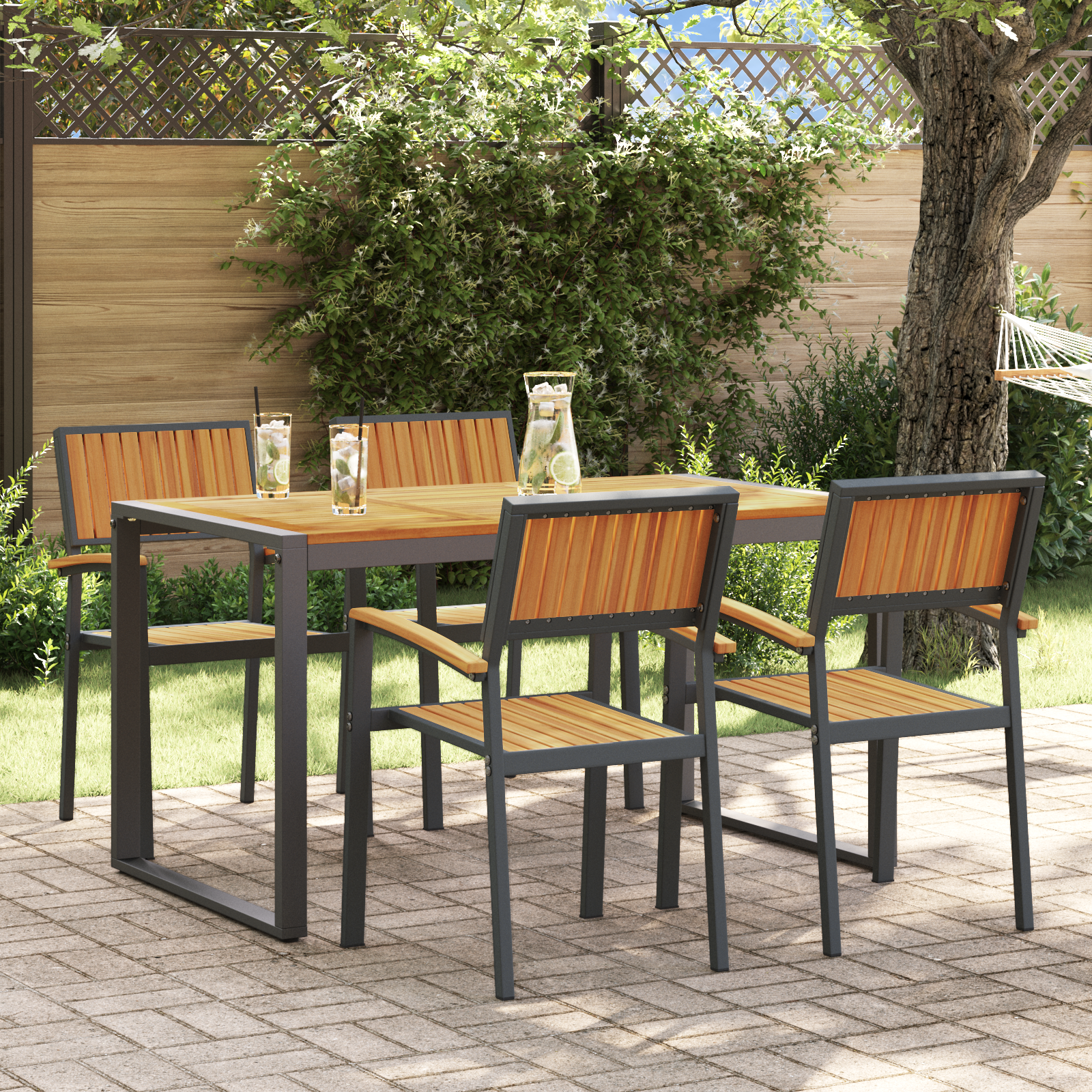 Hage Spisegruppe 5 pcs Svart og brun 140 x 80 x 75 cm