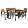 Hage Spisegruppe 7 pcs Svart og brun 140 x 80 x 75 cm