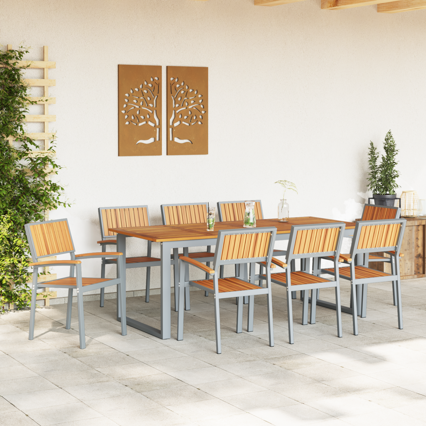 Stablestol 8 pcs Brun 56 x 57 x 87 cm Solid akasietre