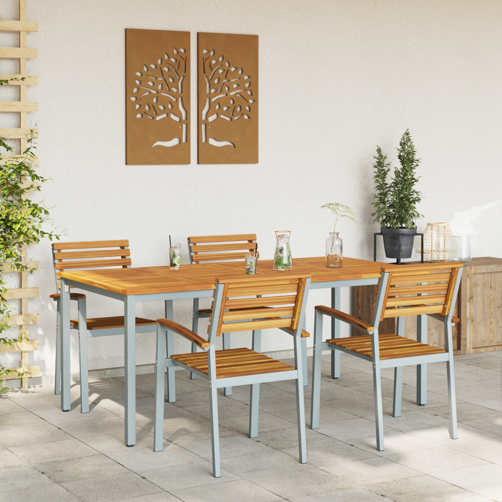 Hage Spisegruppe 5 pcs Grå og brun 180 x 90 x 75 cm
