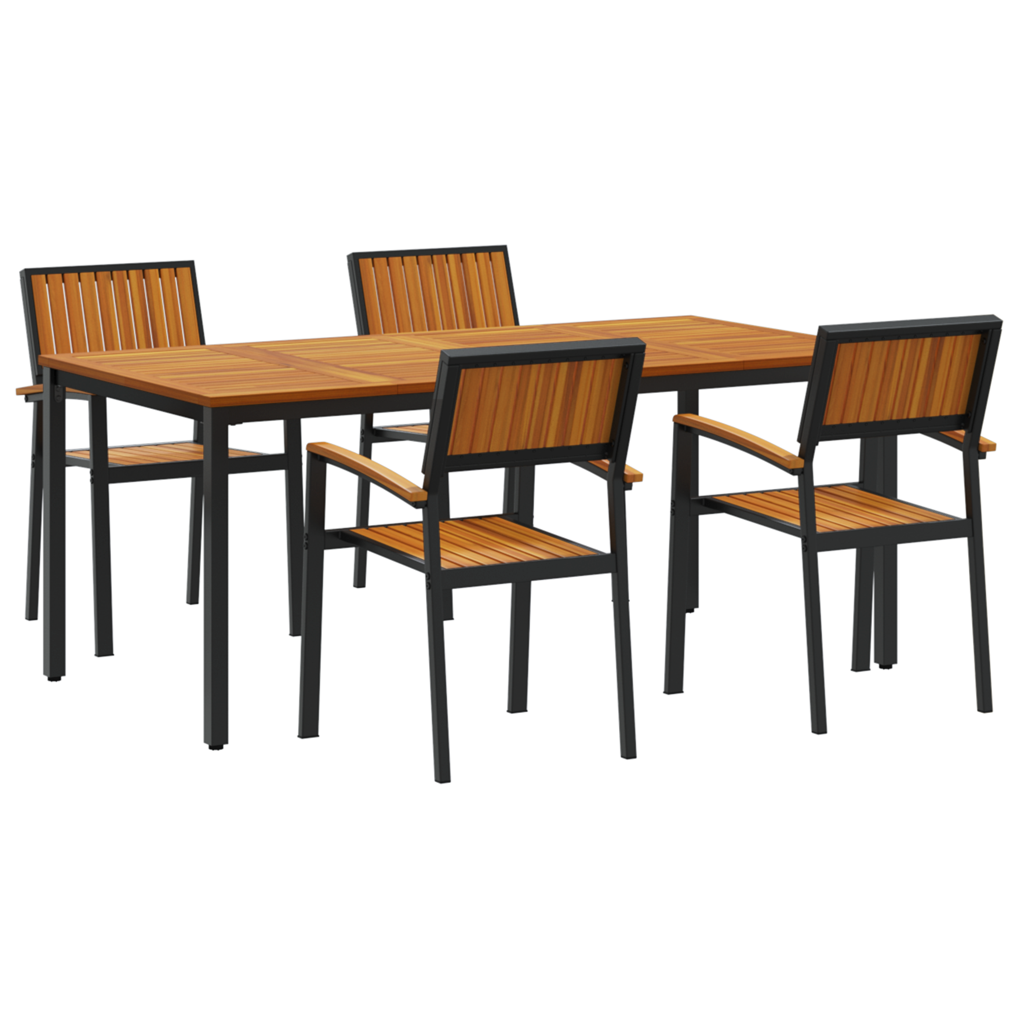 Hage Spisegruppe 5 pcs Svart og brun 180 x 90 x 75 cm