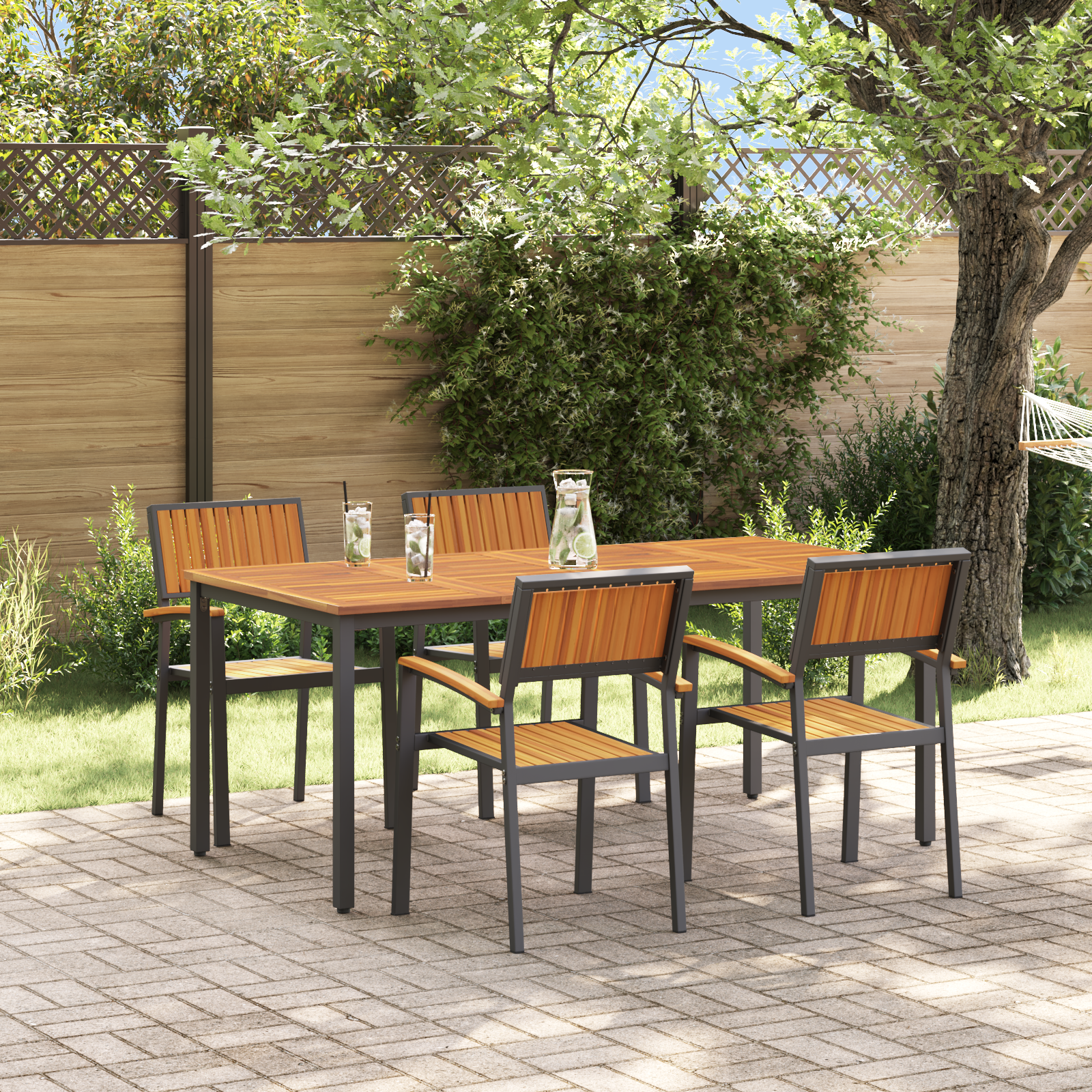 Hage Spisegruppe 5 pcs Svart og brun 180 x 90 x 75 cm