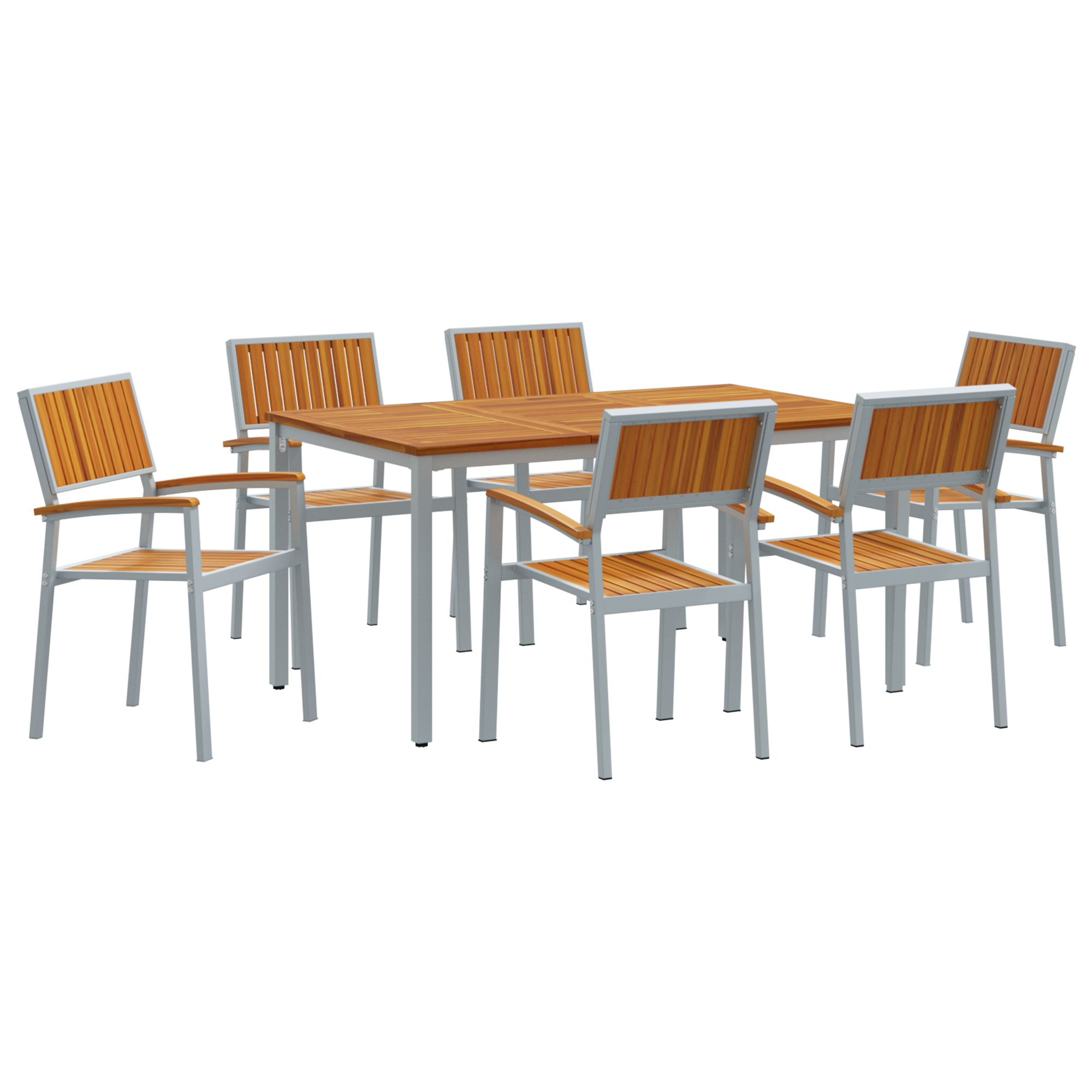 Hage Spisegruppe 7 pcs Grå og brun 150 x 90 x 75 cm