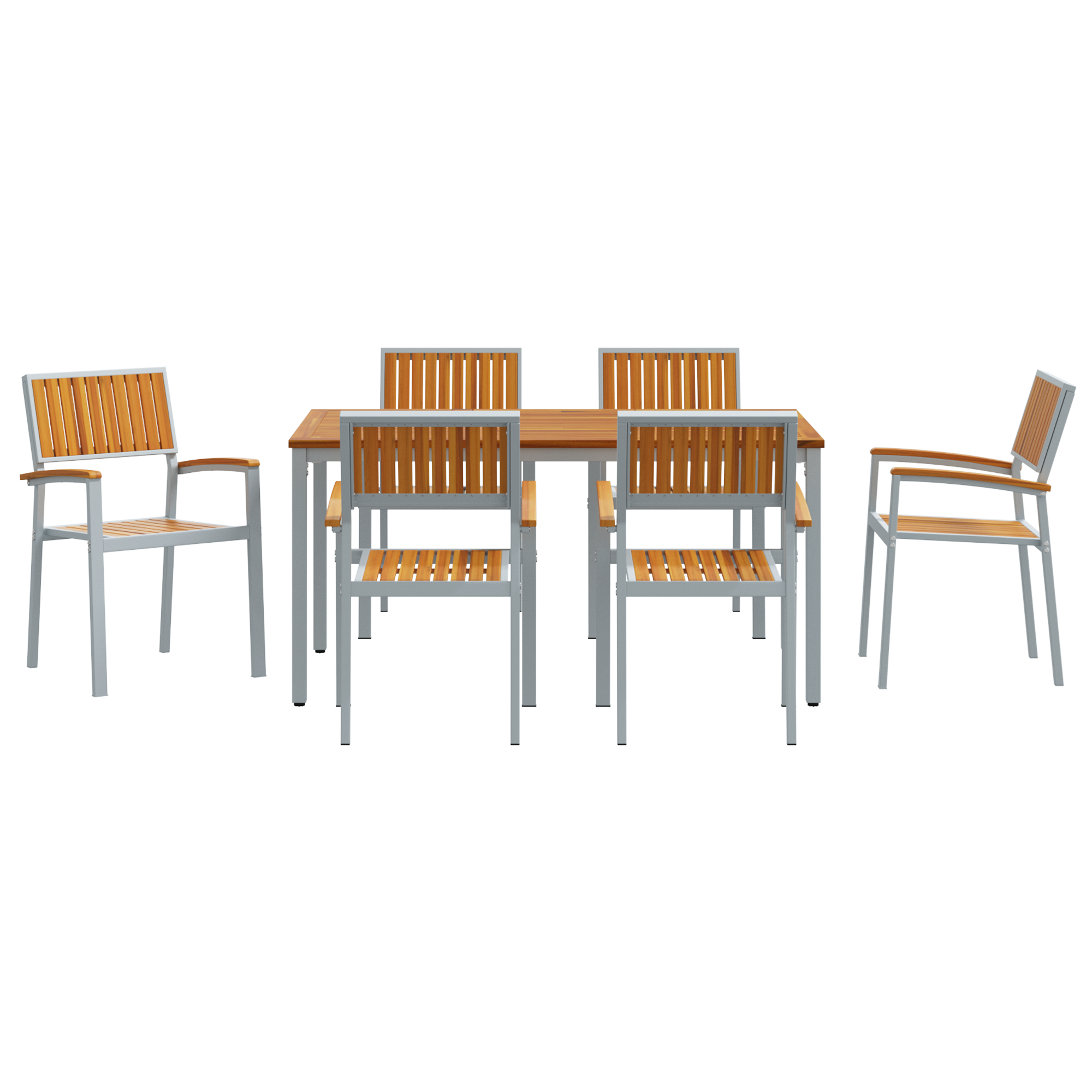 Hage Spisegruppe 7 pcs Grå og brun 150 x 90 x 75 cm