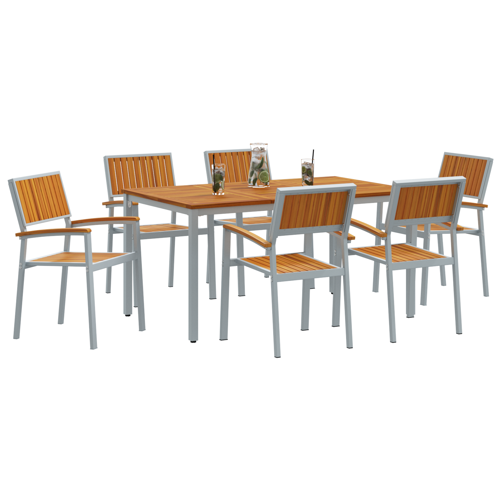 Hage Spisegruppe 7 pcs Grå og brun 150 x 90 x 75 cm