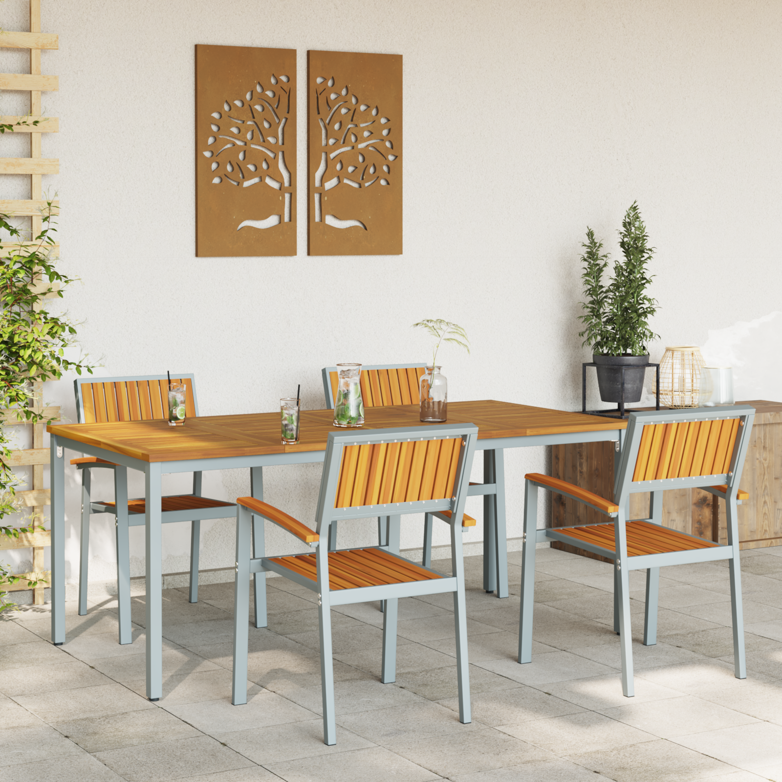 Hage Spisegruppe 5 pcs Grå og brun 180 x 90 x 75 cm