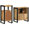 Baderomsinnredningssett med dør 2 pcs Brun Solid rug mango tre