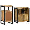 Baderomsinnredningssett med dør 2 pcs Brun Solid rug mango tre