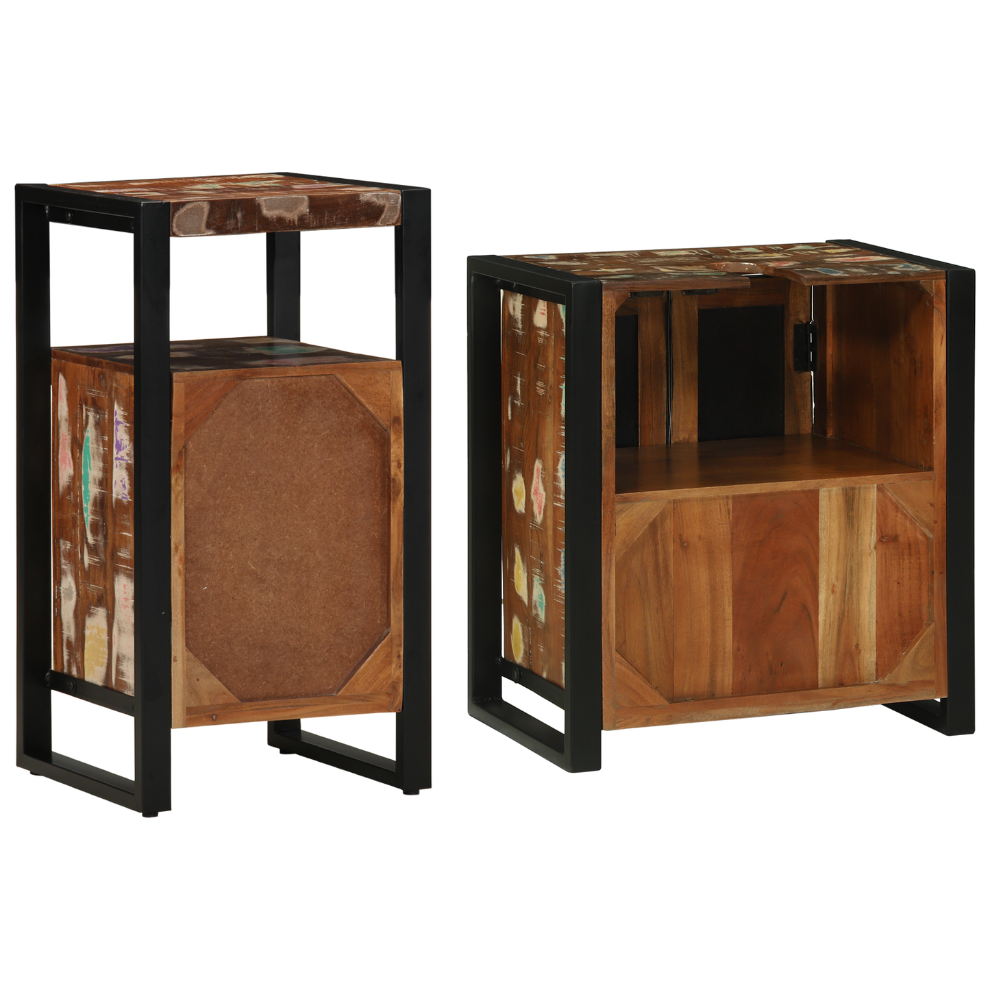 Baderomsinnredningssett med skuff 2 pcs Massiv Reclaim Tre