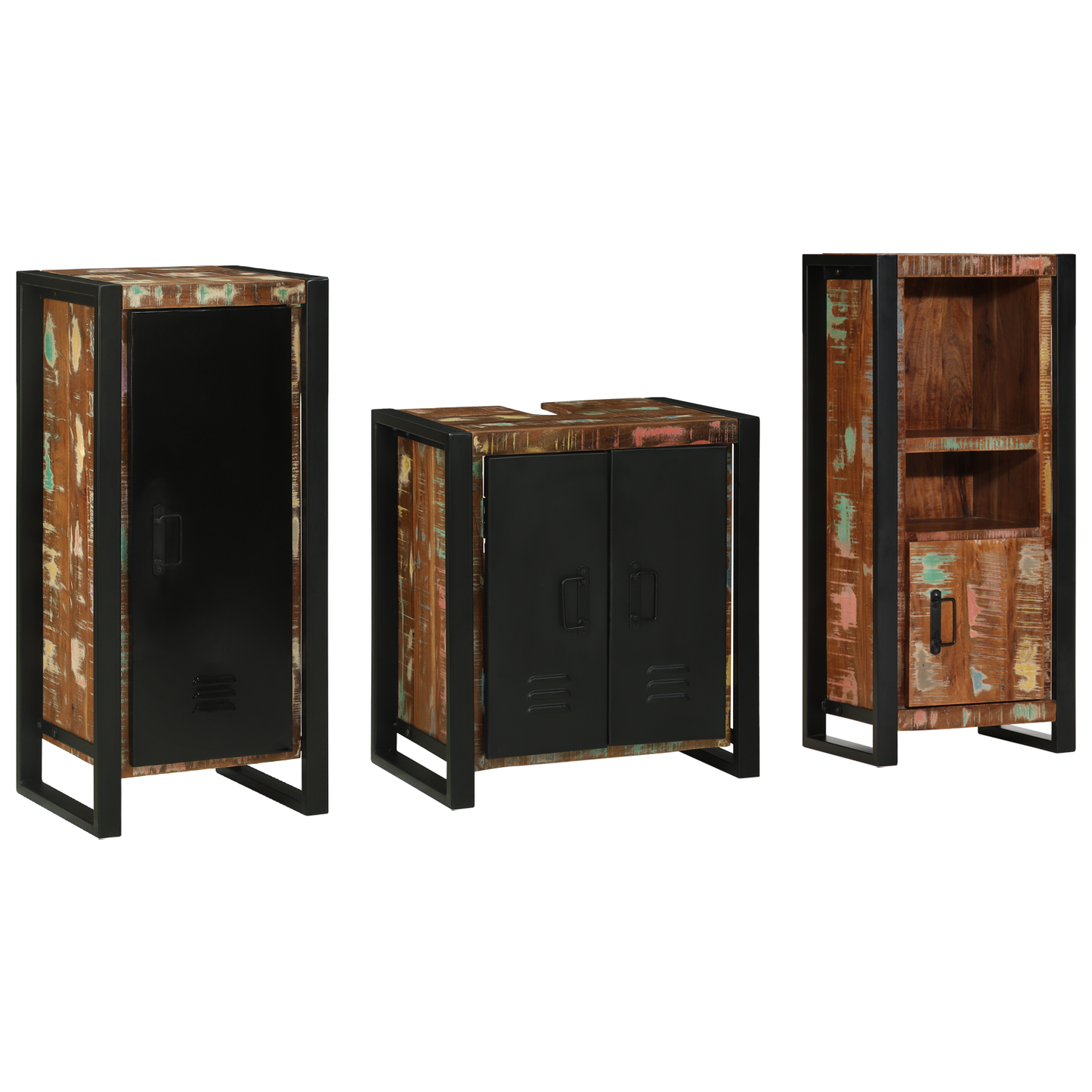 Baderomsinnredningssett med skuff 3 pcs Massiv Reclaim Tre