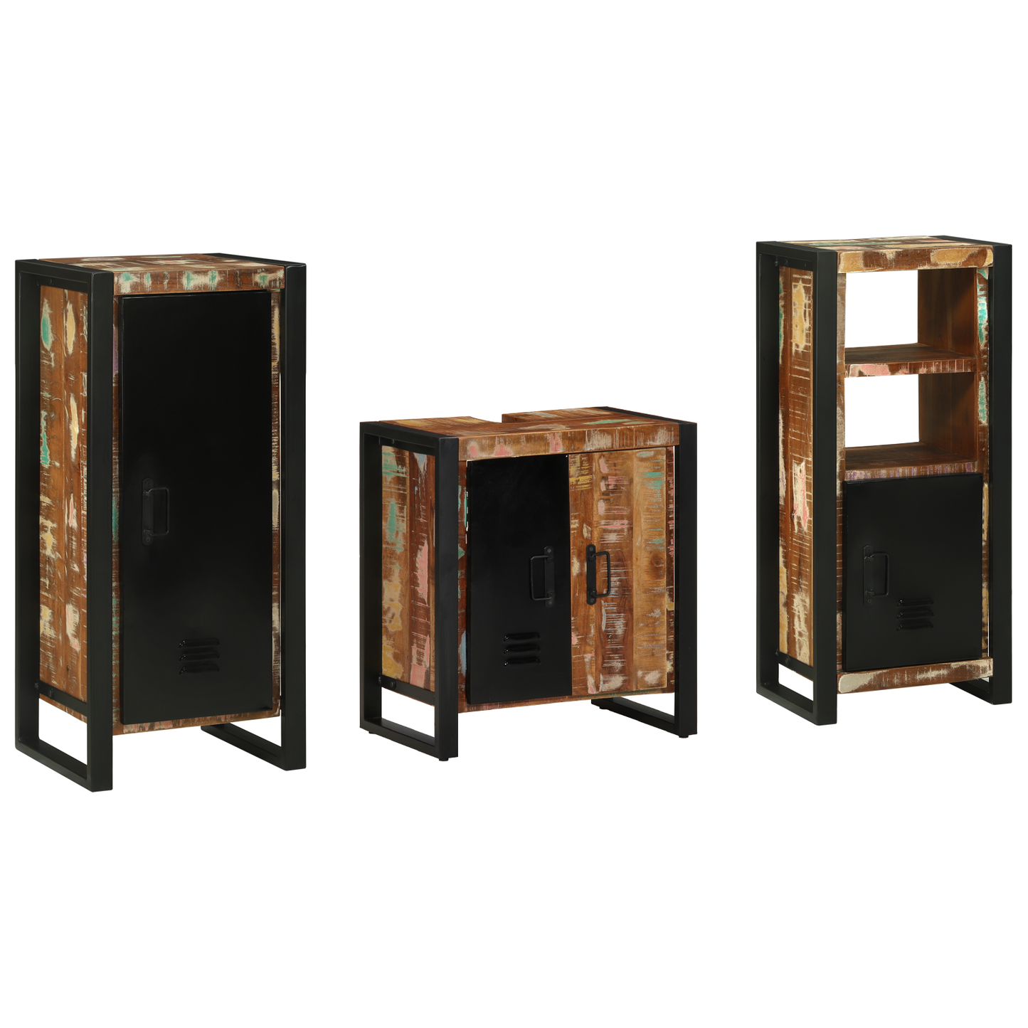 Baderomsinnredningssett med skuff 3 pcs Massiv Reclaim Tre