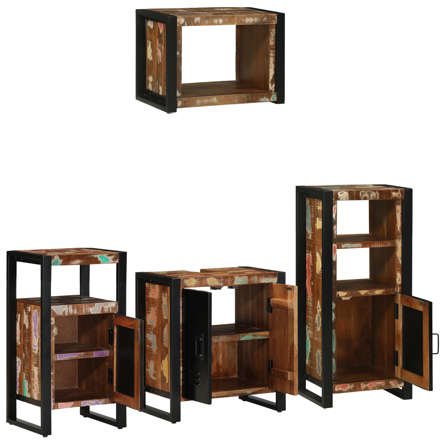Baderomsinnredningssett med skuff 4 pcs Massiv Reclaim Tre