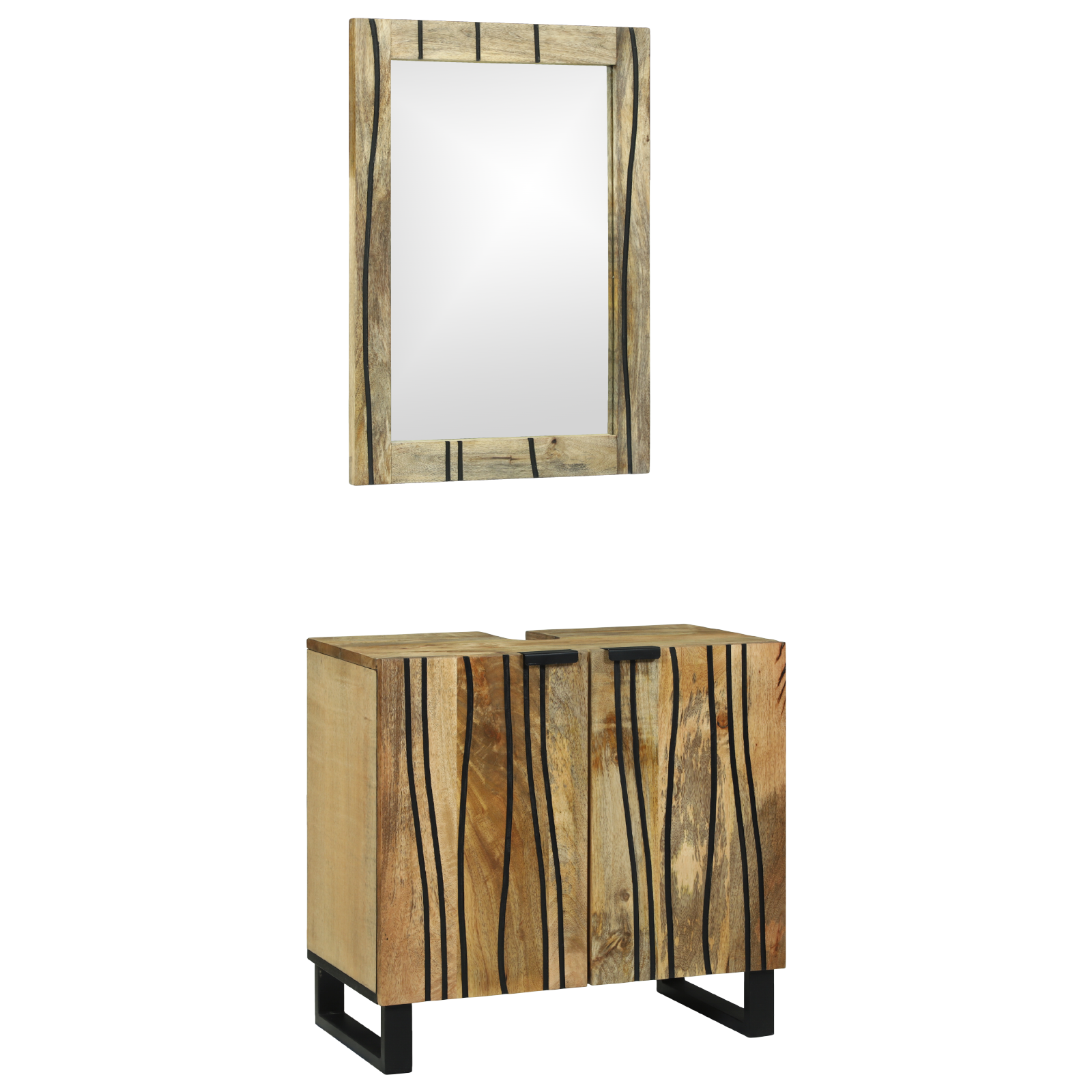 Baderomsinnredningssett med hylle 2 pcs Brun 62 x 33 x 58 cm