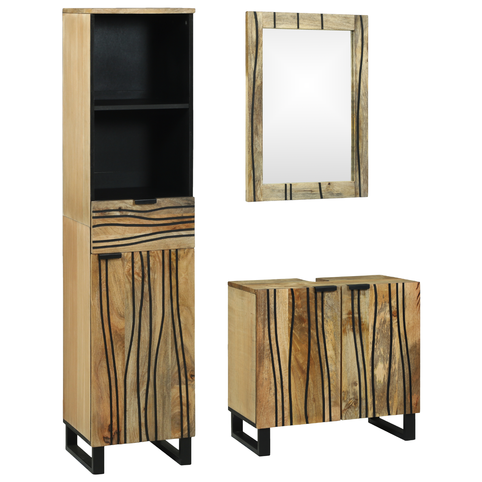 Baderomsinnredningssett med skuff 3 pcs Brun 38 x 33 x 160 cm