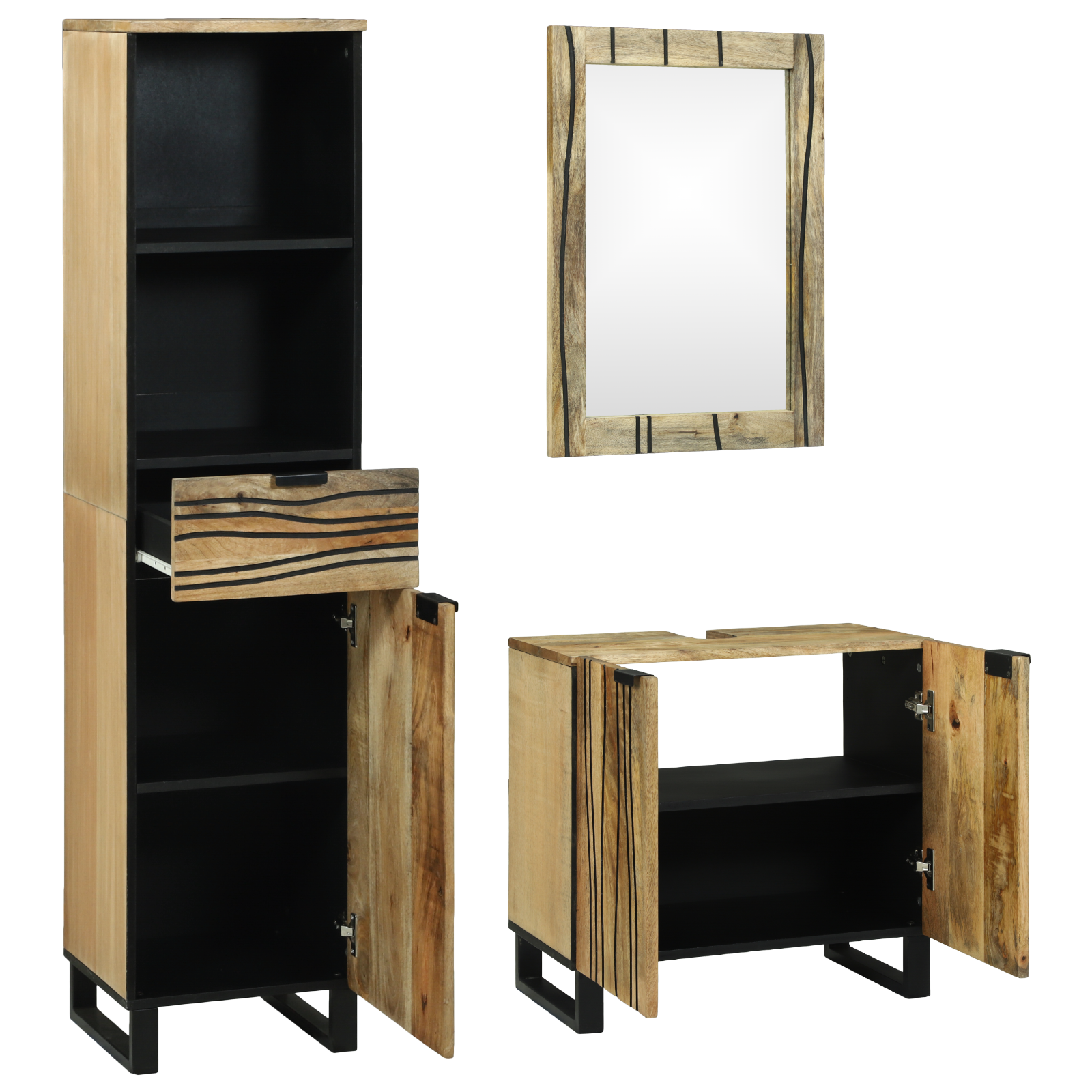 Baderomsinnredningssett med skuff 3 pcs Brun 38 x 33 x 160 cm
