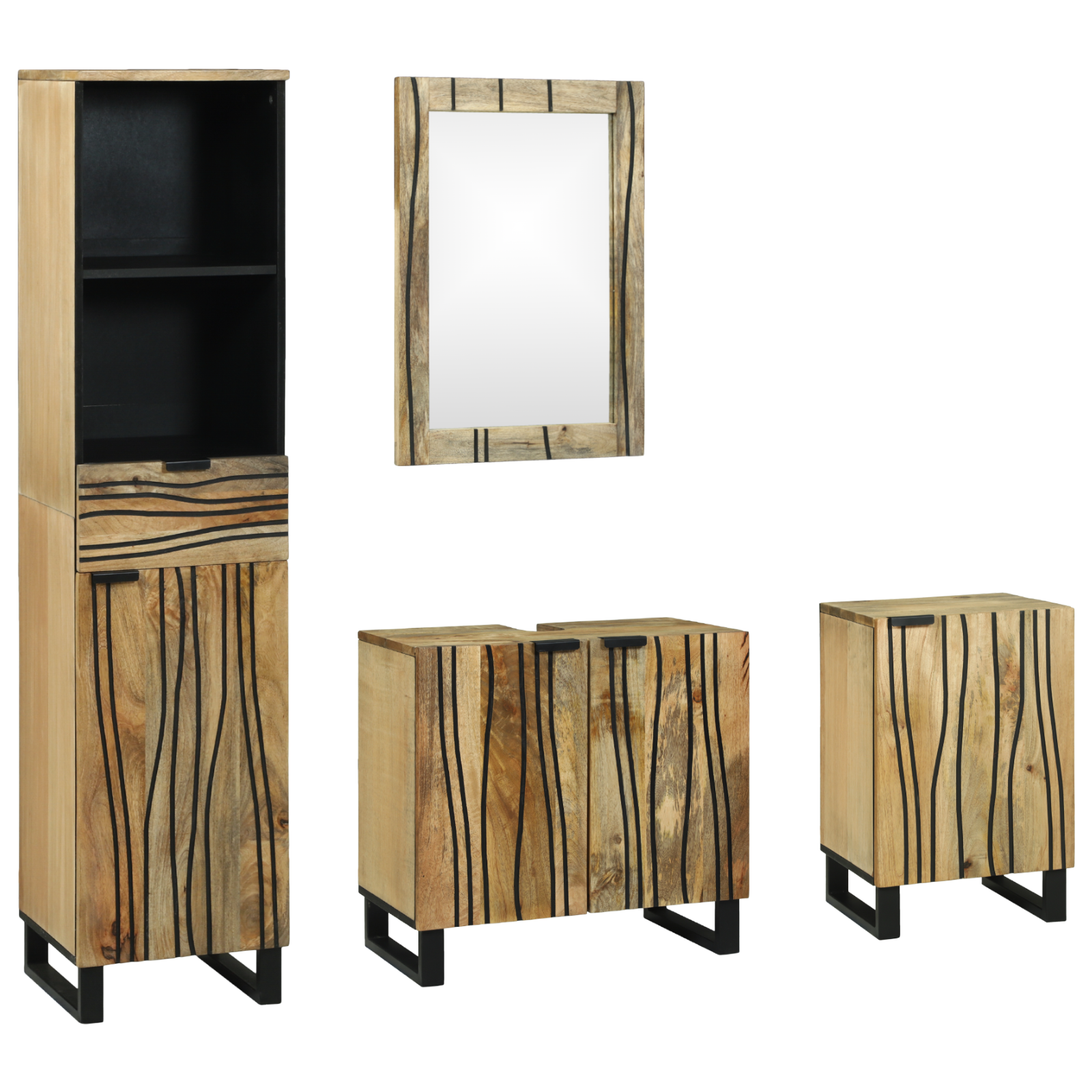 Baderomsinnredningssett med skuff 4 pcs Brun 38 x 33 x 160 cm
