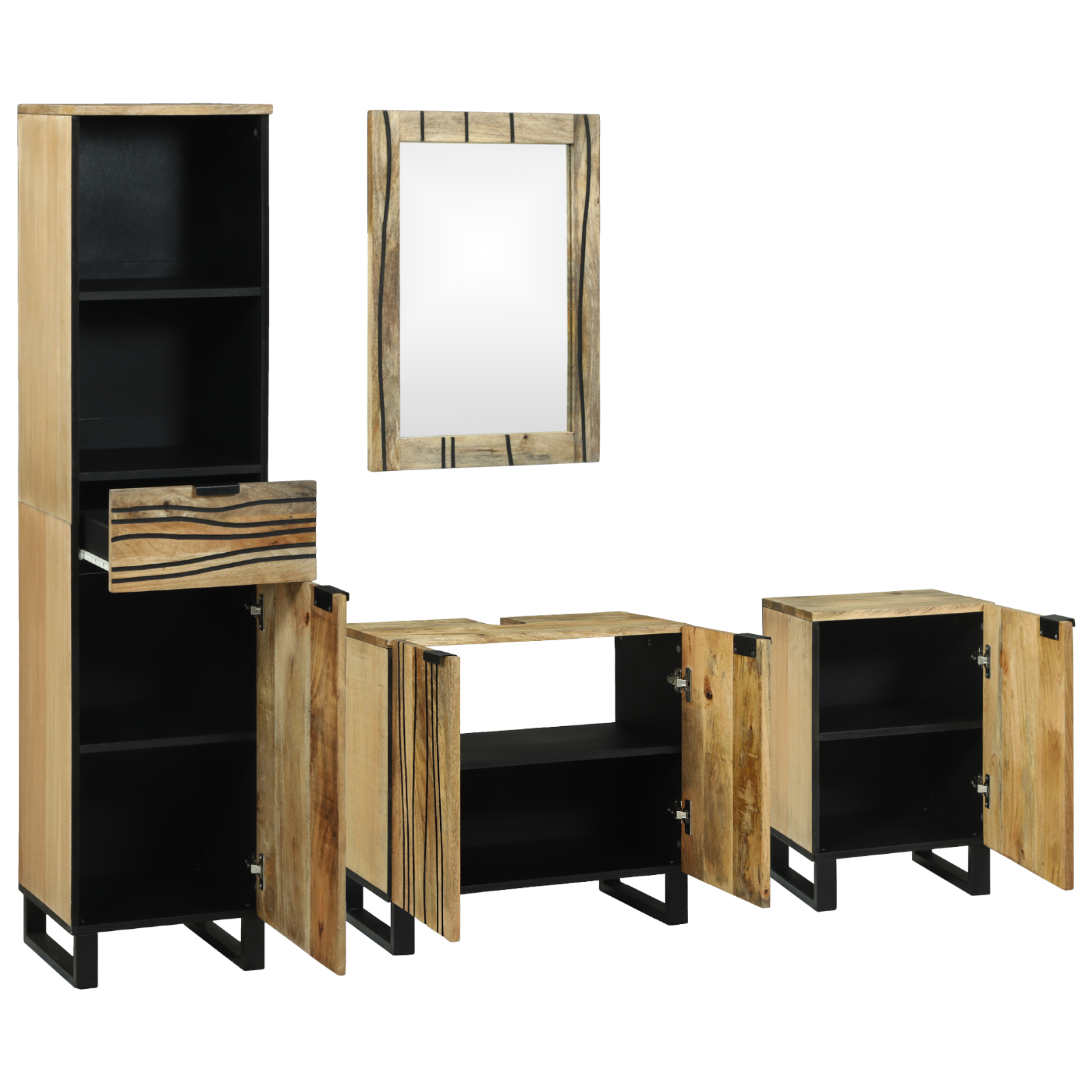 Baderomsinnredningssett med skuff 4 pcs Brun 38 x 33 x 160 cm
