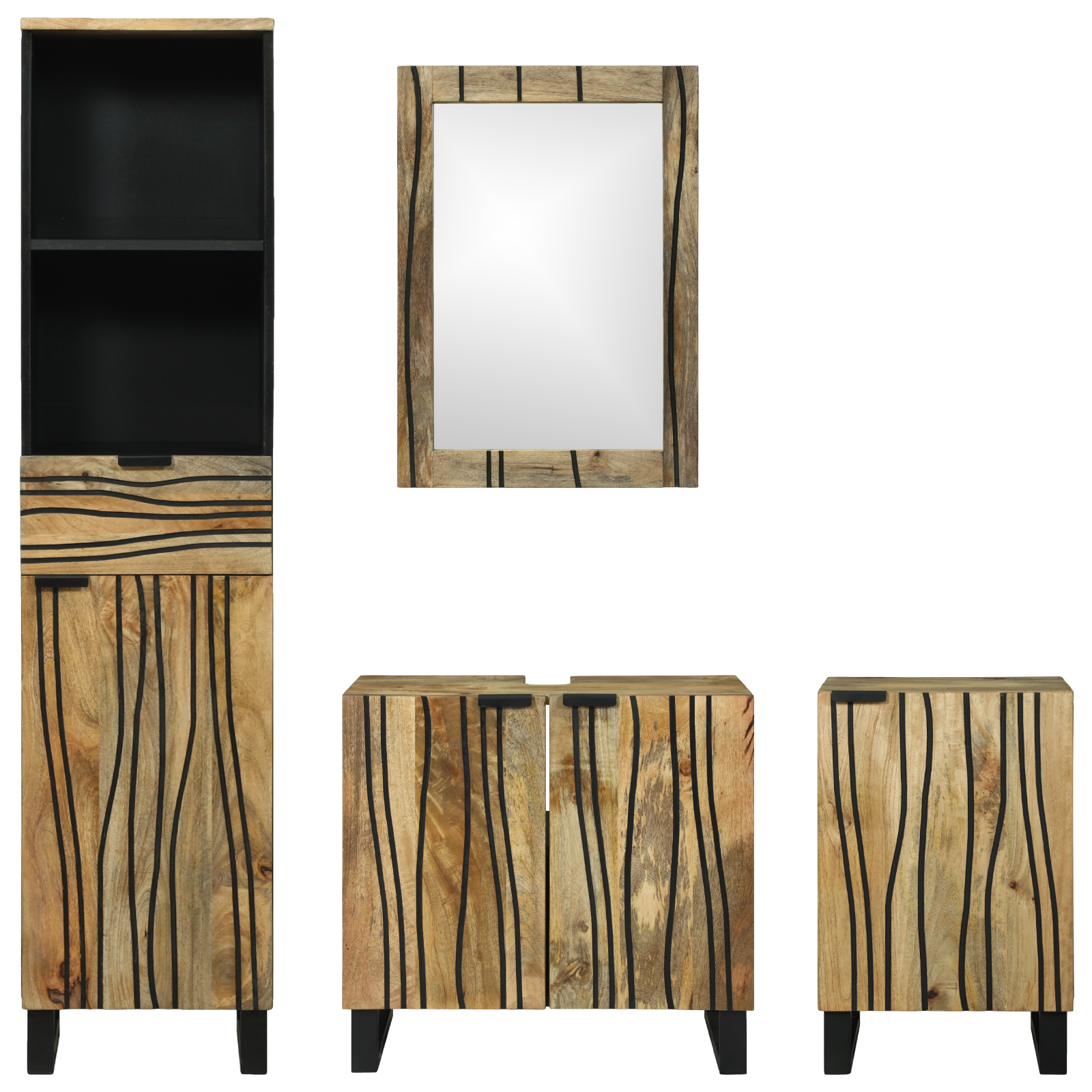 Baderomsinnredningssett med skuff 4 pcs Brun 38 x 33 x 160 cm