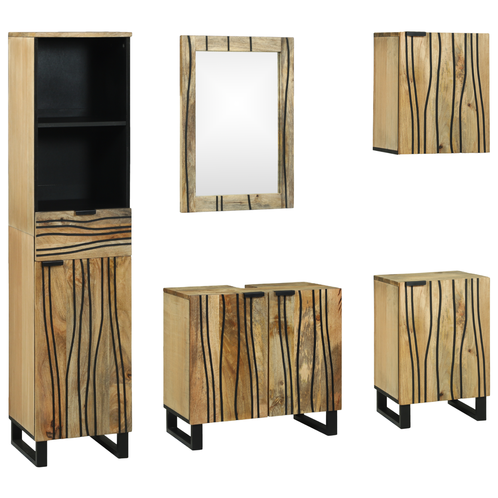 Baderomsinnredningssett med skuff 5 pcs Brun 38 x 33 x 160 cm