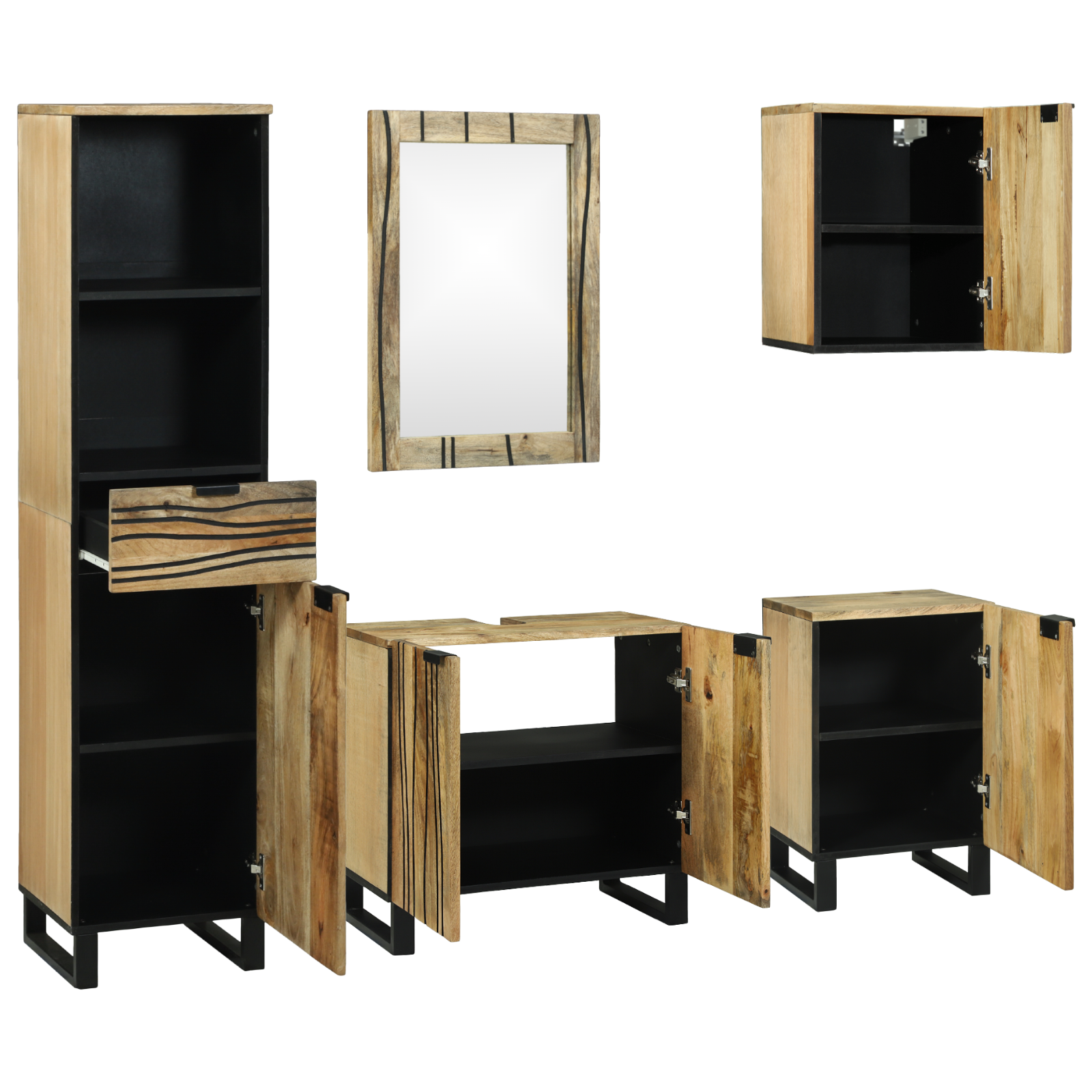 Baderomsinnredningssett med skuff 5 pcs Brun 38 x 33 x 160 cm