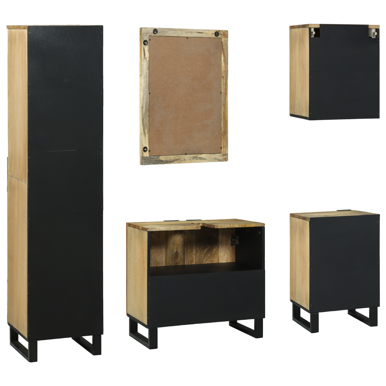 Baderomsinnredningssett med skuff 5 pcs Brun 38 x 33 x 160 cm