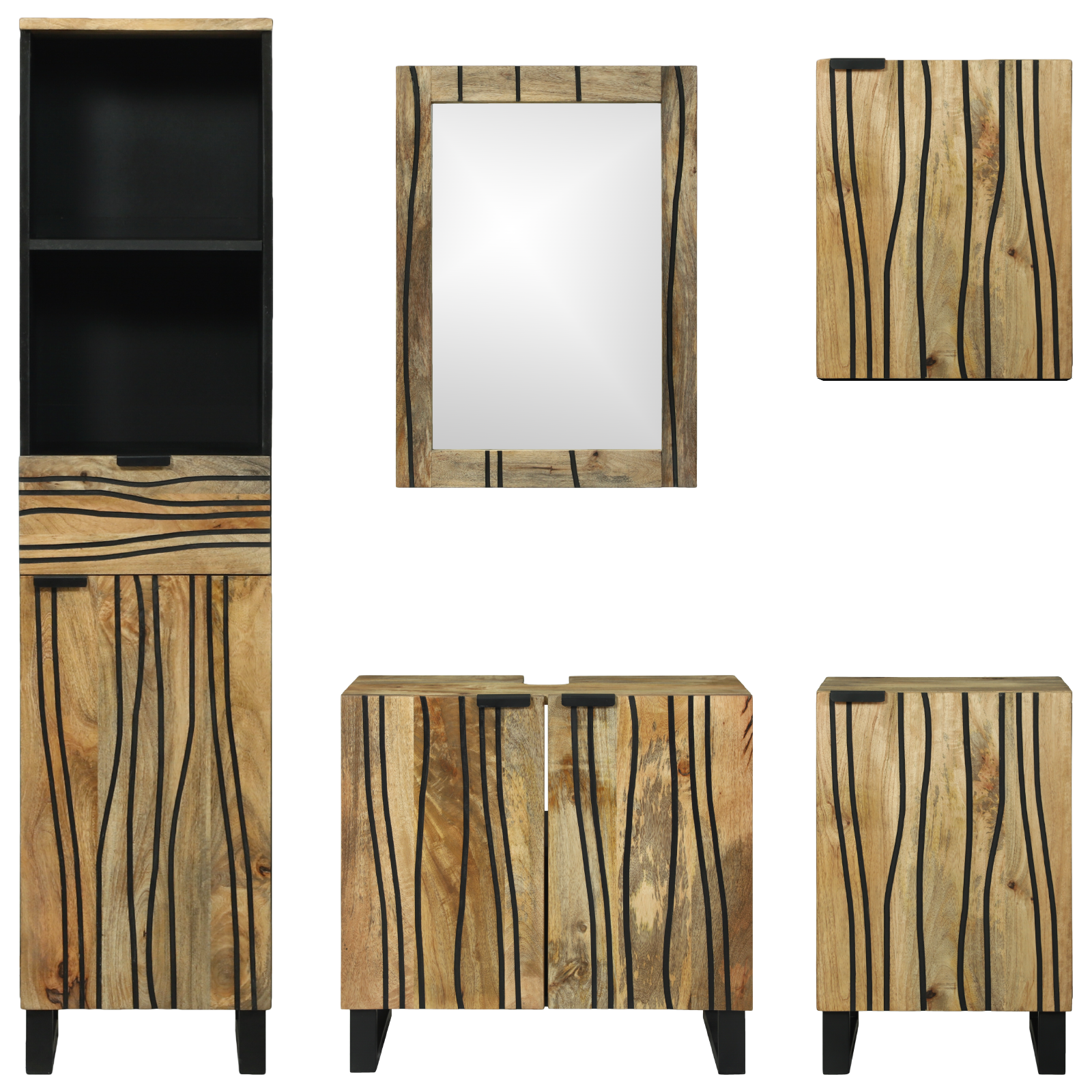 Baderomsinnredningssett med skuff 5 pcs Brun 38 x 33 x 160 cm