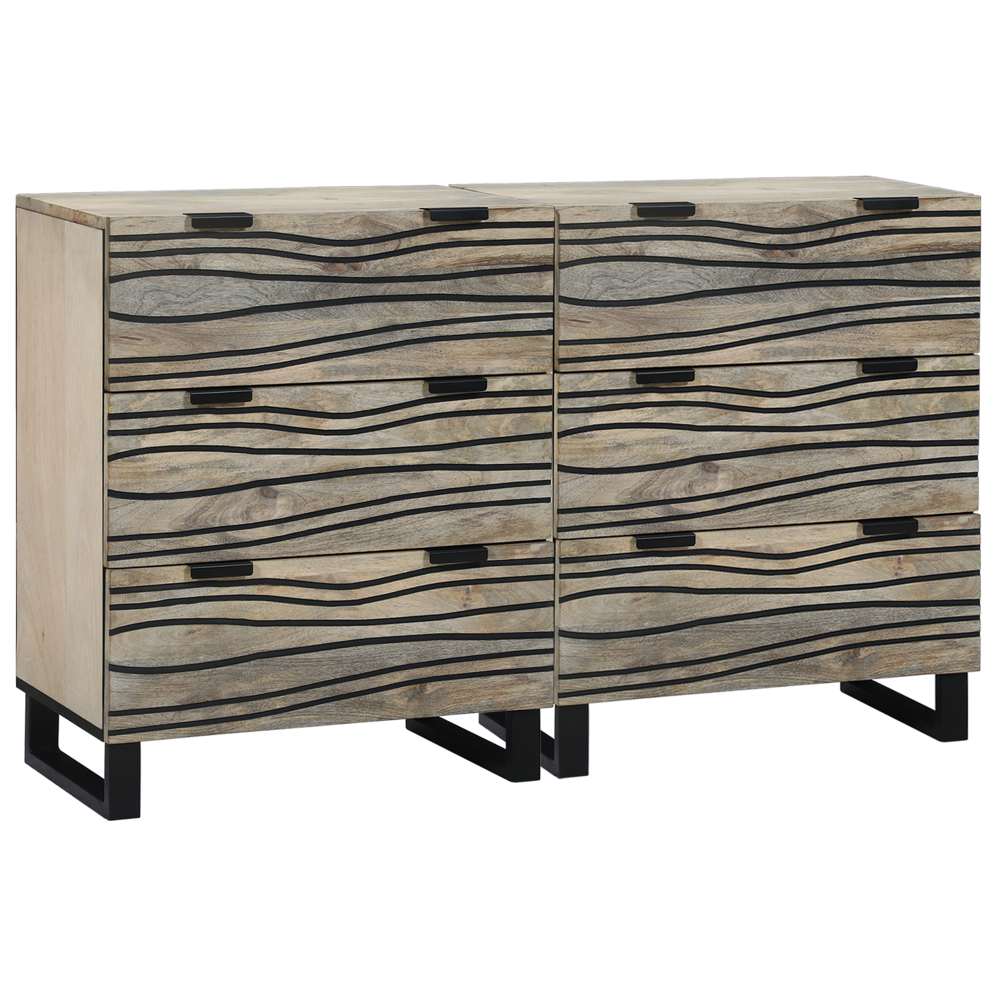 Sidebord Sett 2 pcs Hvit 120 x 33,5 x 75 cm Massiv mango tre