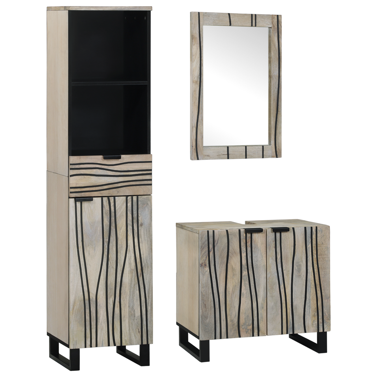 Baderomsinnredningssett med skuff 3 pcs Hvit 38 x 33 x 160 cm