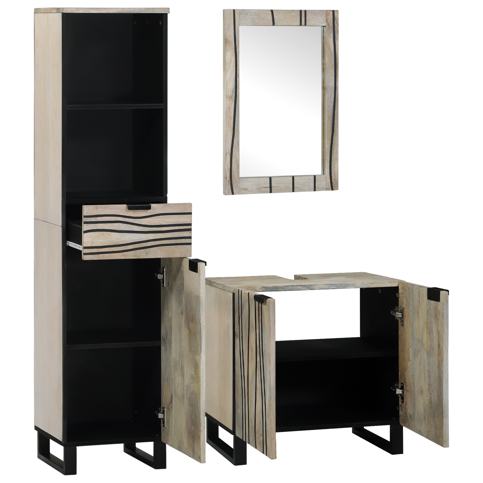 Baderomsinnredningssett med skuff 3 pcs Hvit 38 x 33 x 160 cm