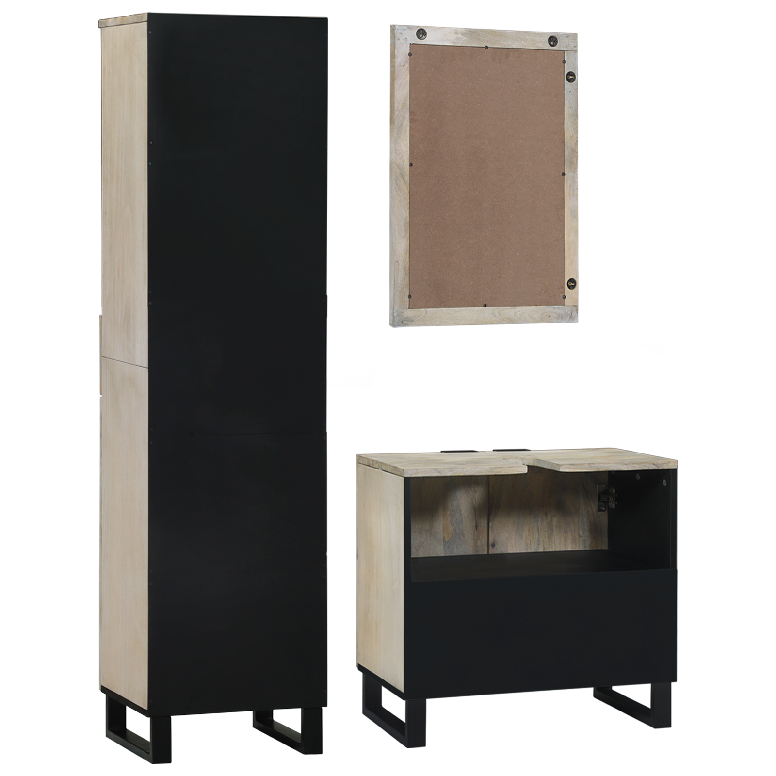Baderomsinnredningssett med skuff 3 pcs Hvit 38 x 33 x 160 cm