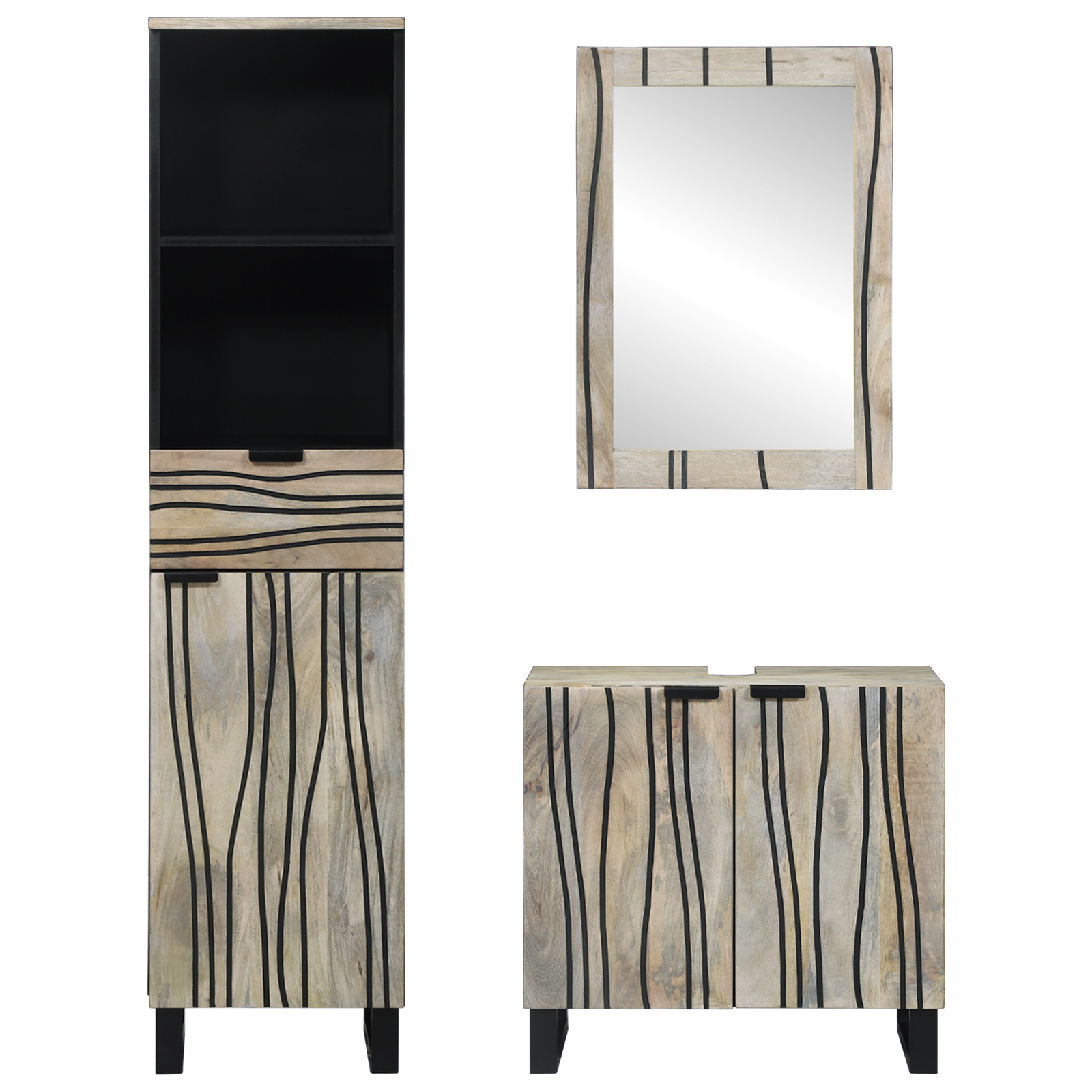 Baderomsinnredningssett med skuff 3 pcs Hvit 38 x 33 x 160 cm