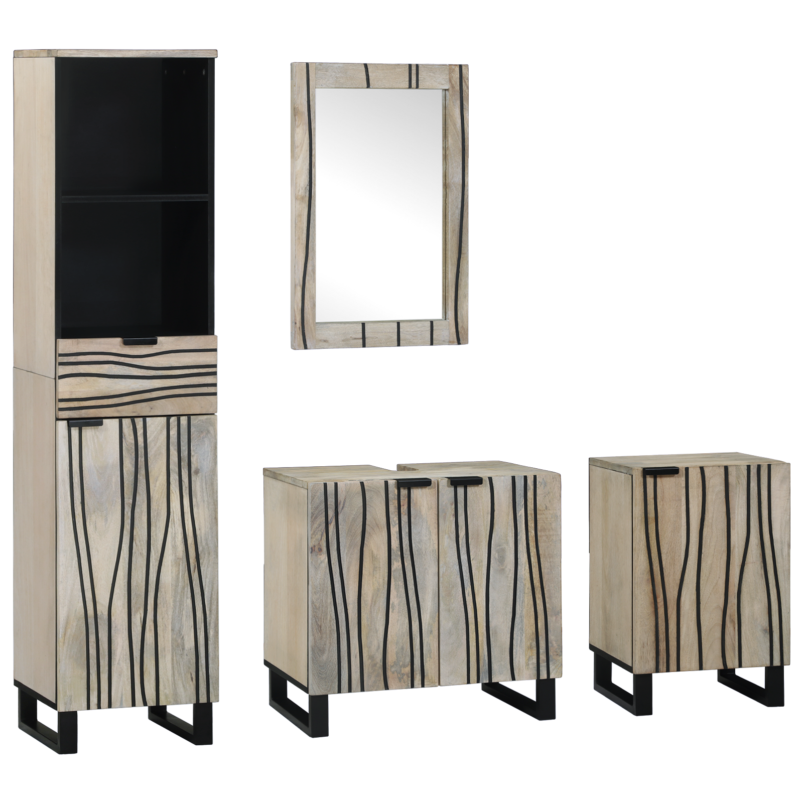 Baderomsinnredningssett 4 pcs Valnøttbrun 38 x 33 x 160 cm