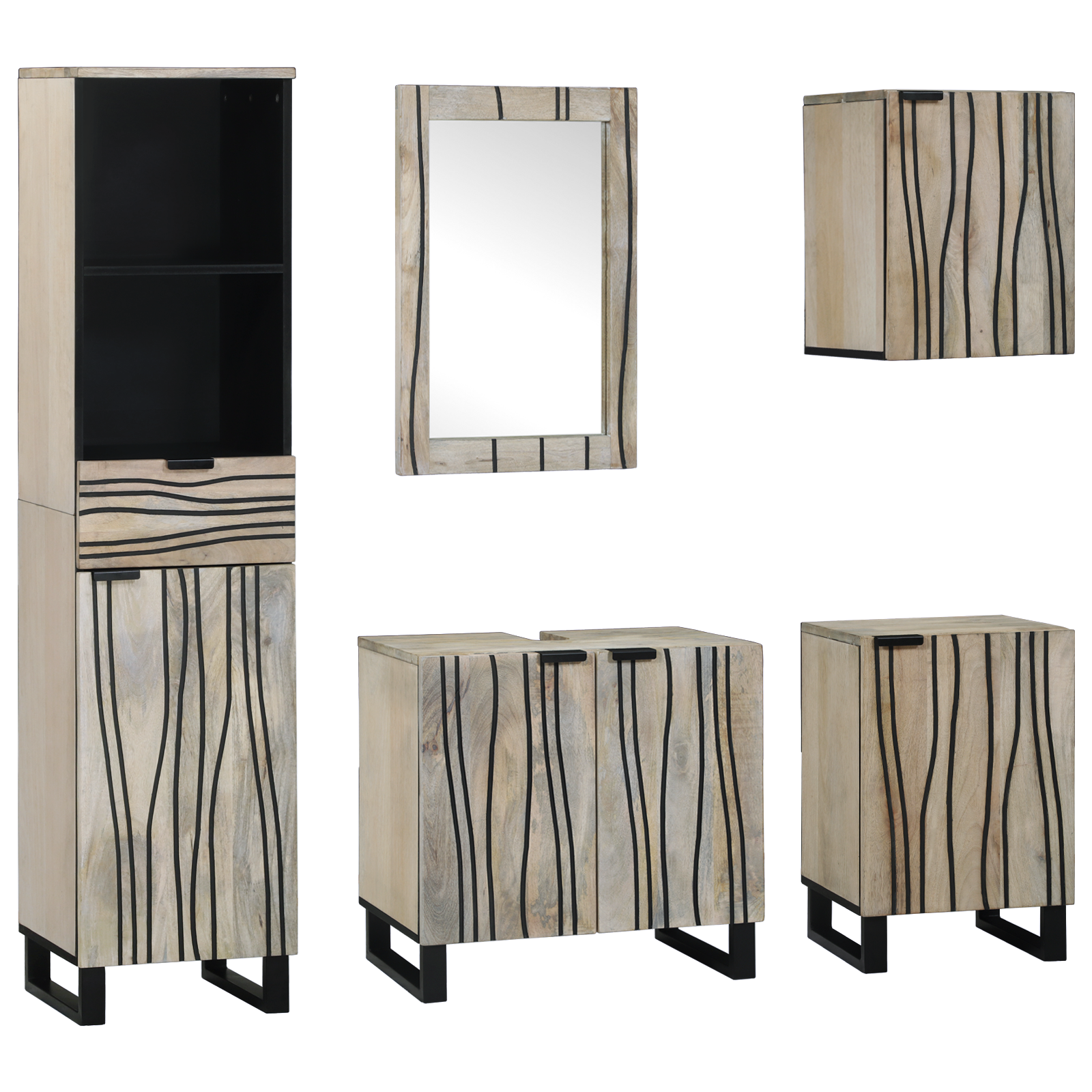 Baderomsinnredningssett 5 pcs Valnøttbrun 38 x 33 x 160 cm
