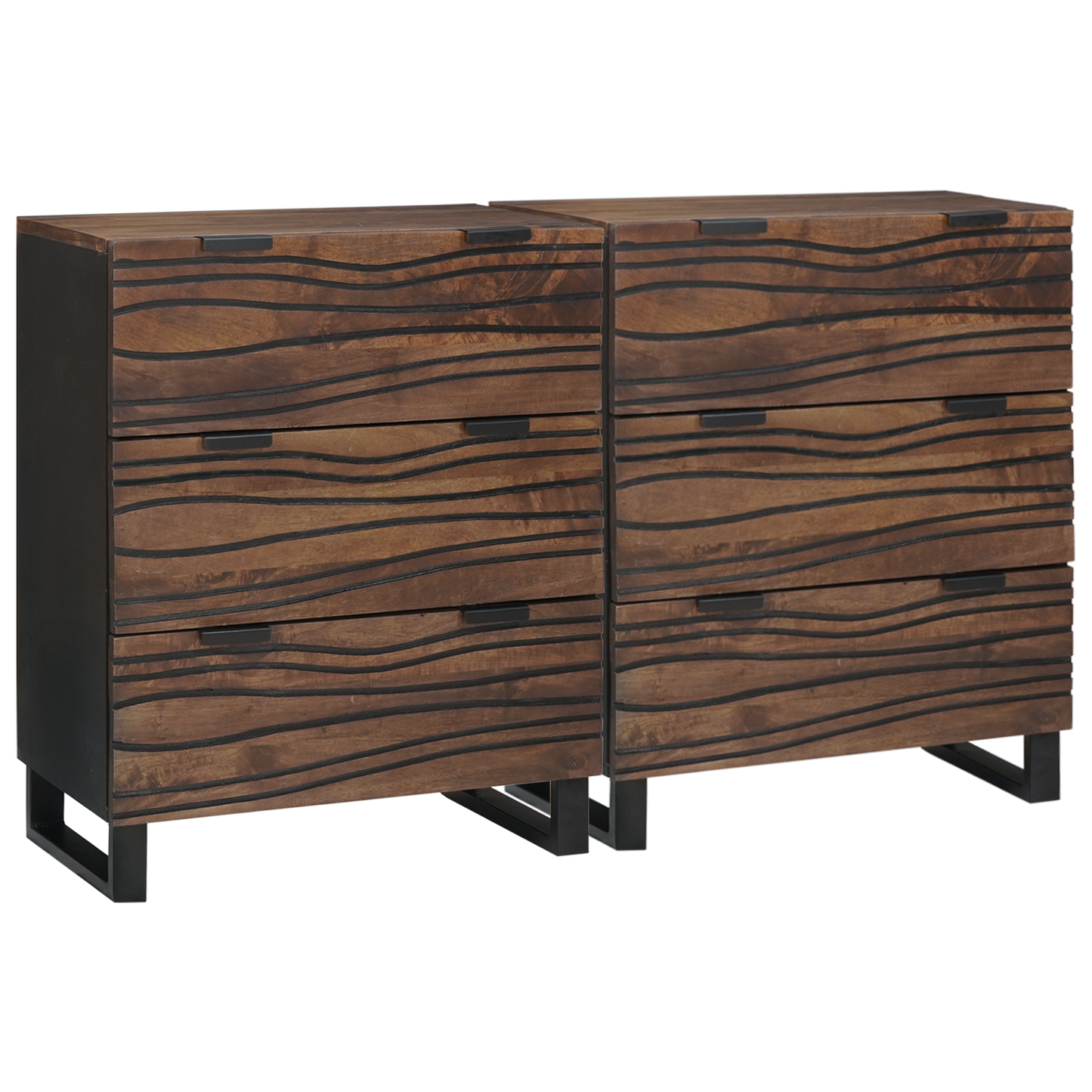 Sidebord Sett 2 pcs Valnøtt 120 x 33,5 x 75 cm Massiv mango tre