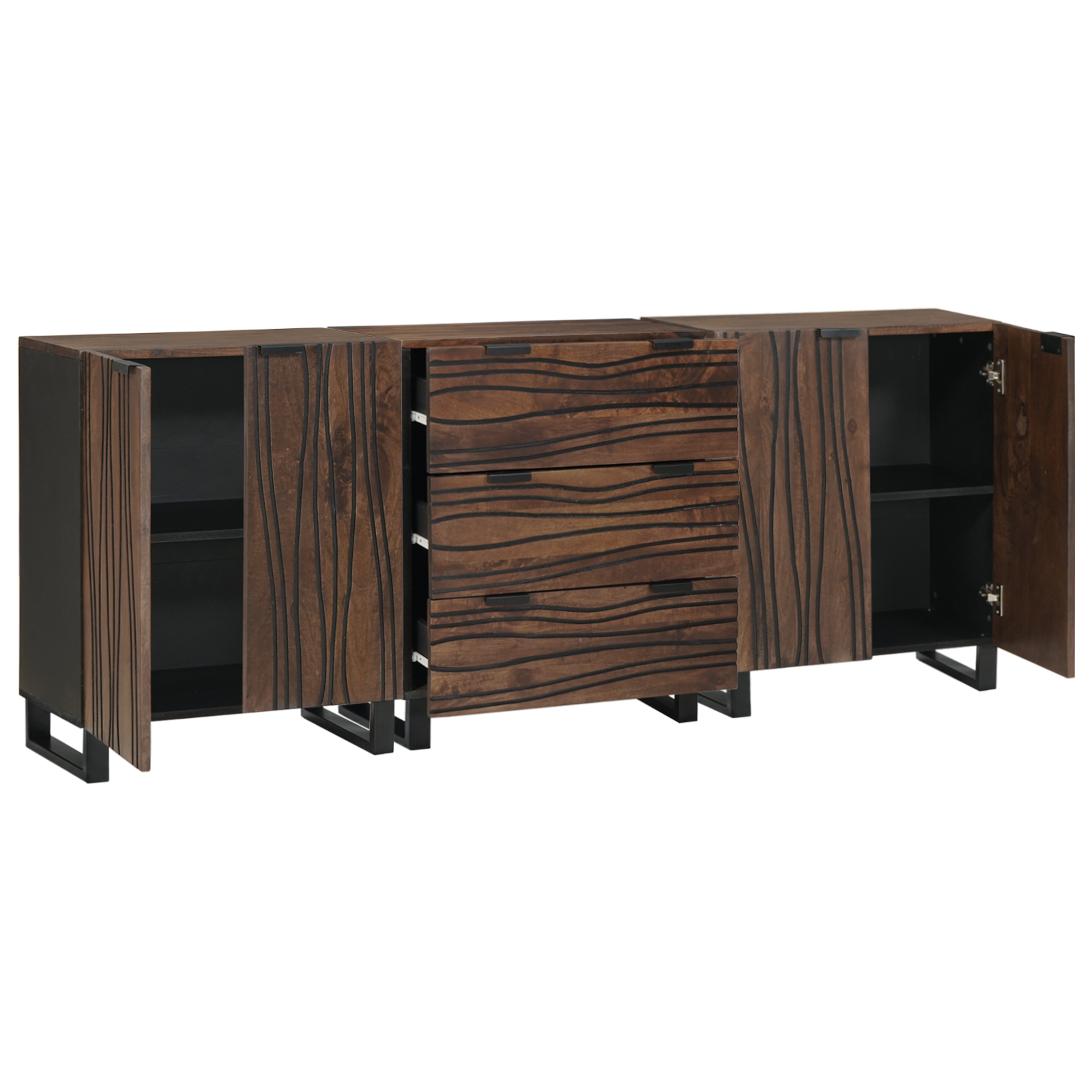 Baderomsinnredningssett med skuff 3 pcs Brun 180 x 33 x 75 cm