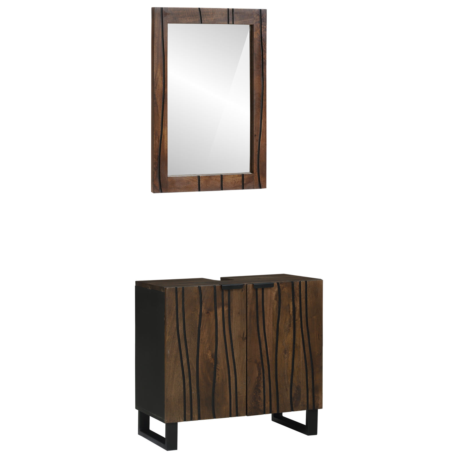 Baderomsinnredningssett 2 pcs Valnøtt Brun 62 x 33 x 58 cm