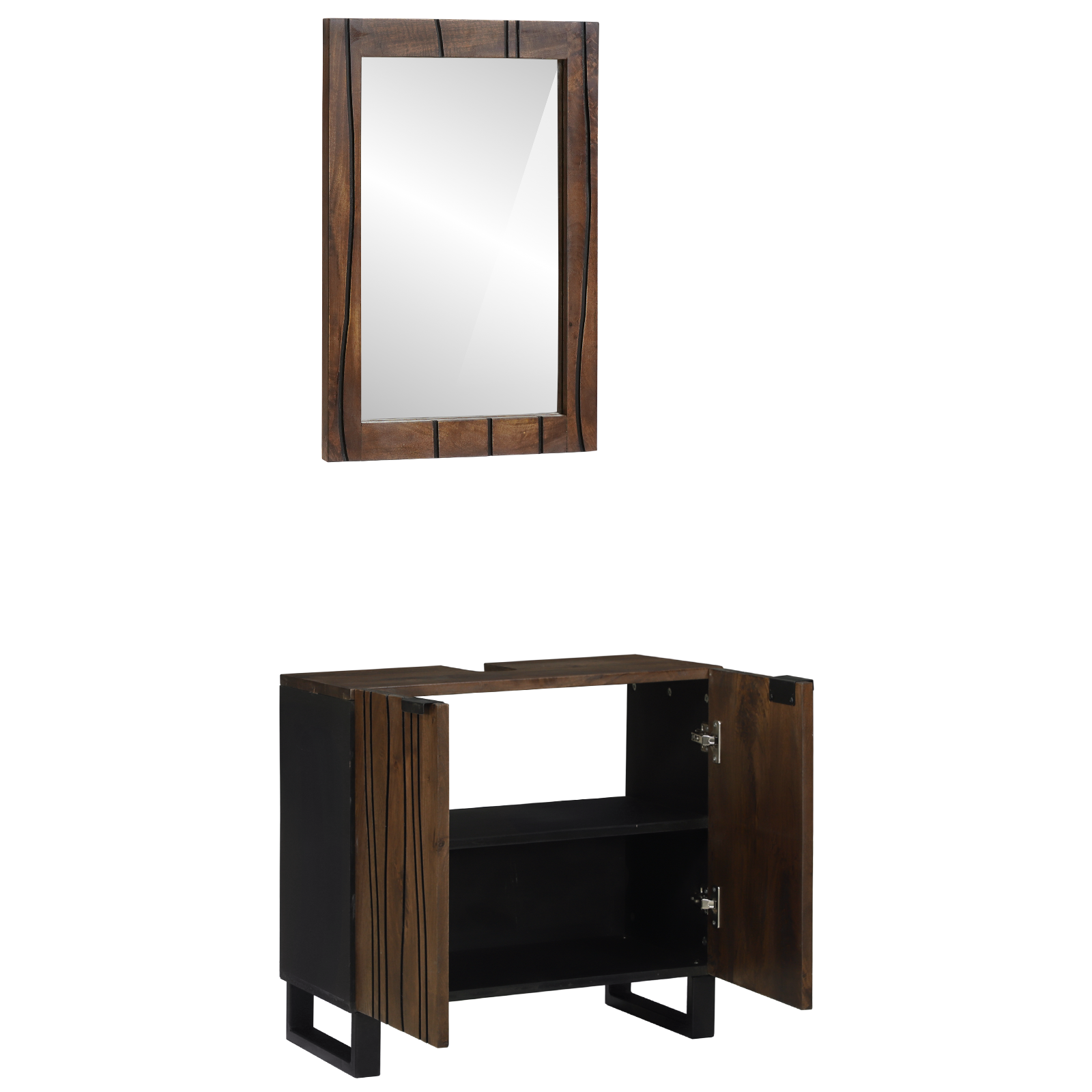Baderomsinnredningssett 2 pcs Valnøtt Brun 62 x 33 x 58 cm